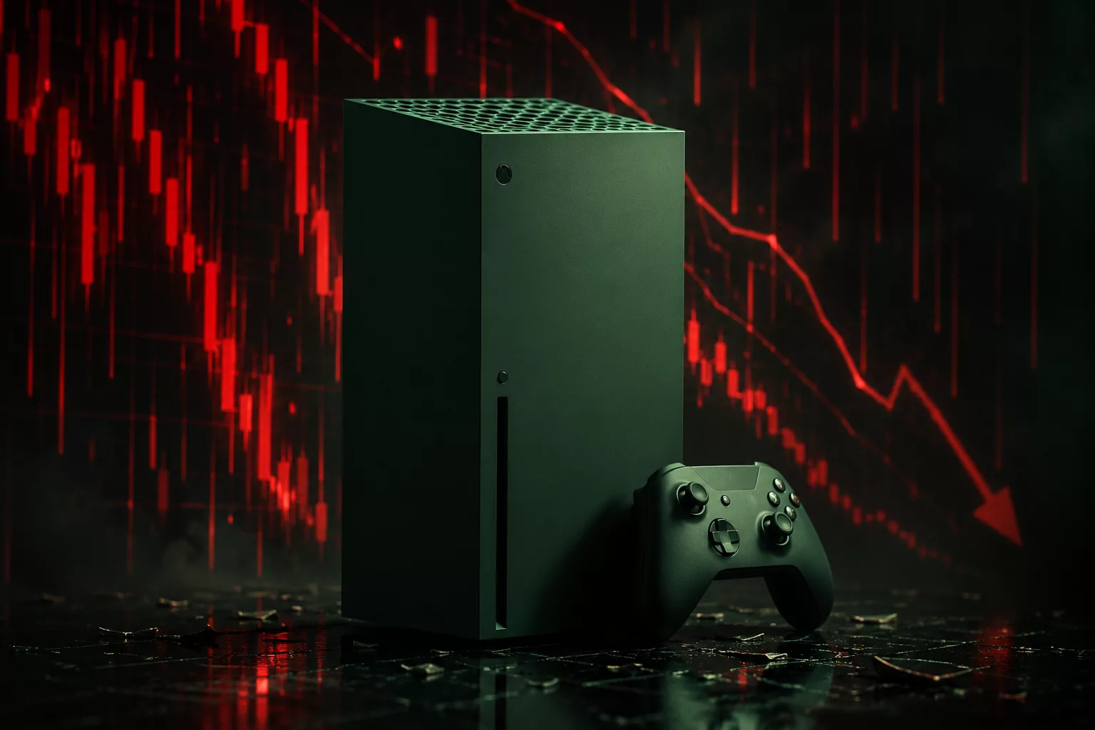 Gaming console in the dark, a symbol of an industry under pressure and a giant in the middle of a crisis