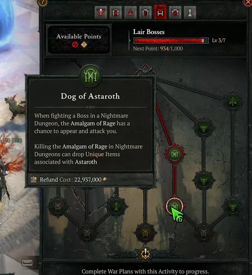 Nœud Molosse d'Astaroth dans l'arbre Boss de Repaire