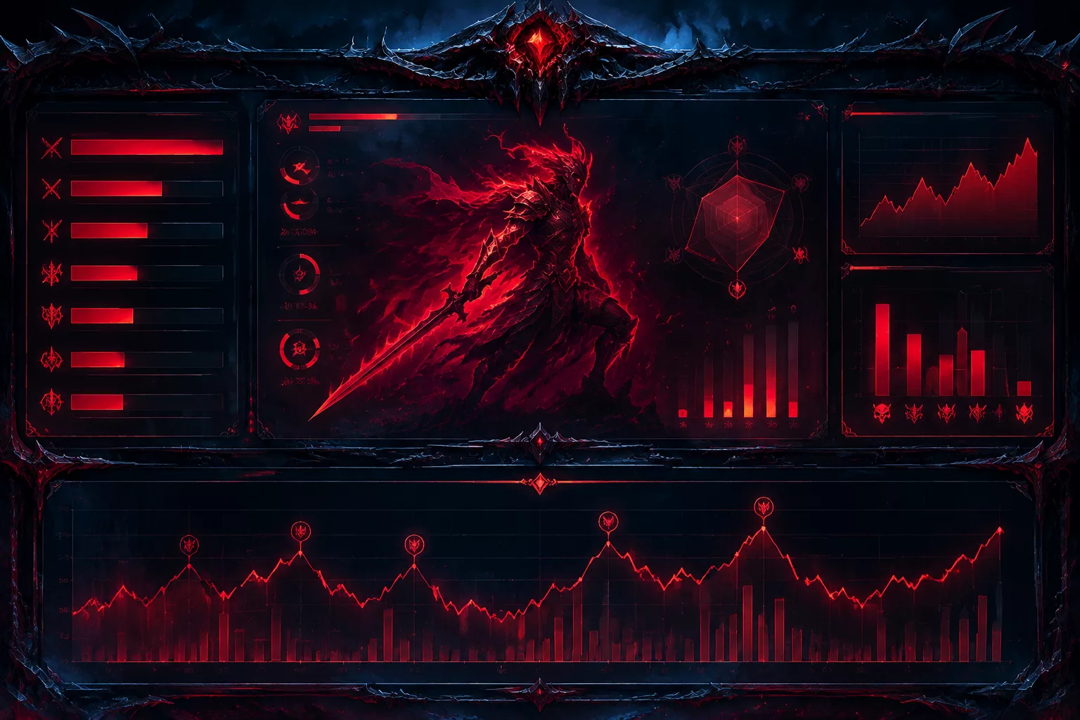 Écran d'analyse de logs de combat avec des courbes rouges