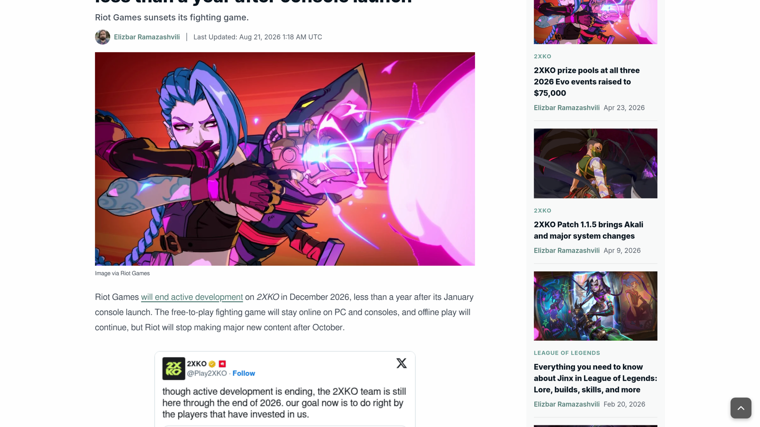 2XKO Riot : Jinx dans 2XKO, illustration de la couverture presse