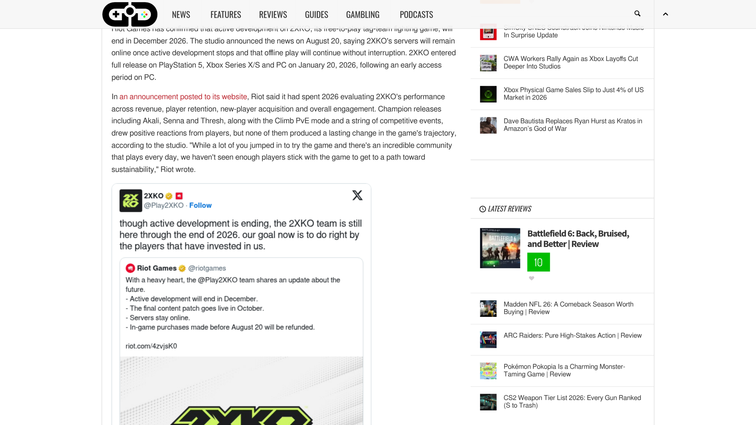 2XKO Riot : le message officiel détaillant patch final, serveurs et remboursements