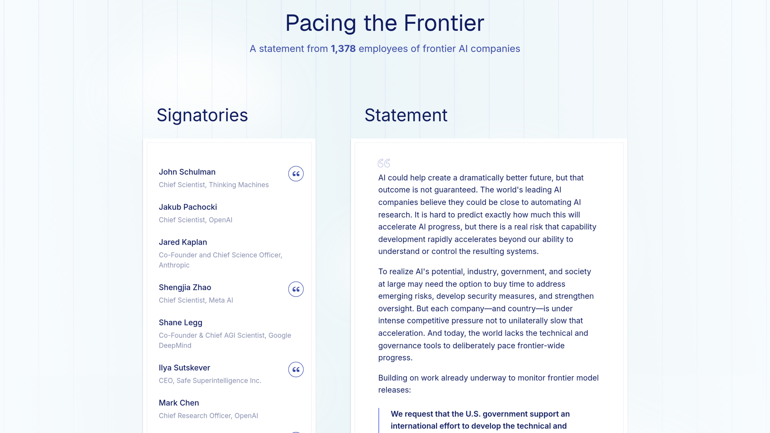 Agents IA : la lettre Pacing the Frontier et ses signataires