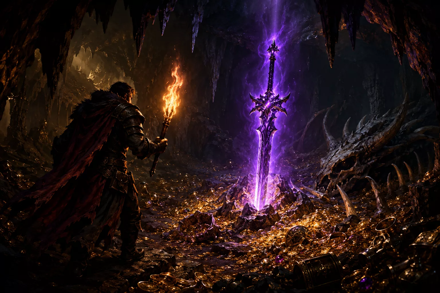 An epic sword hidden in a cave, found with LootCollector on Ascension