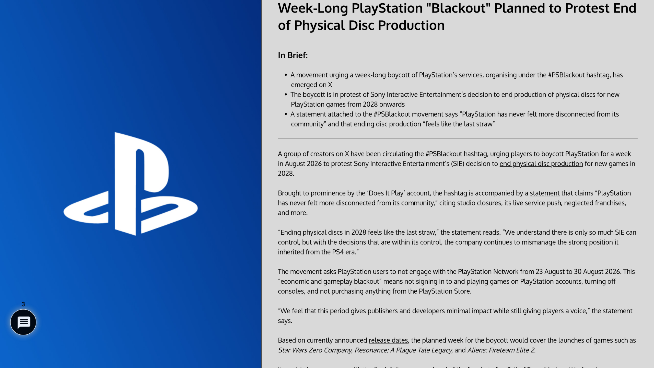Blackout PlayStation : le récapitulatif de l'appel lancé par DoesItPlay