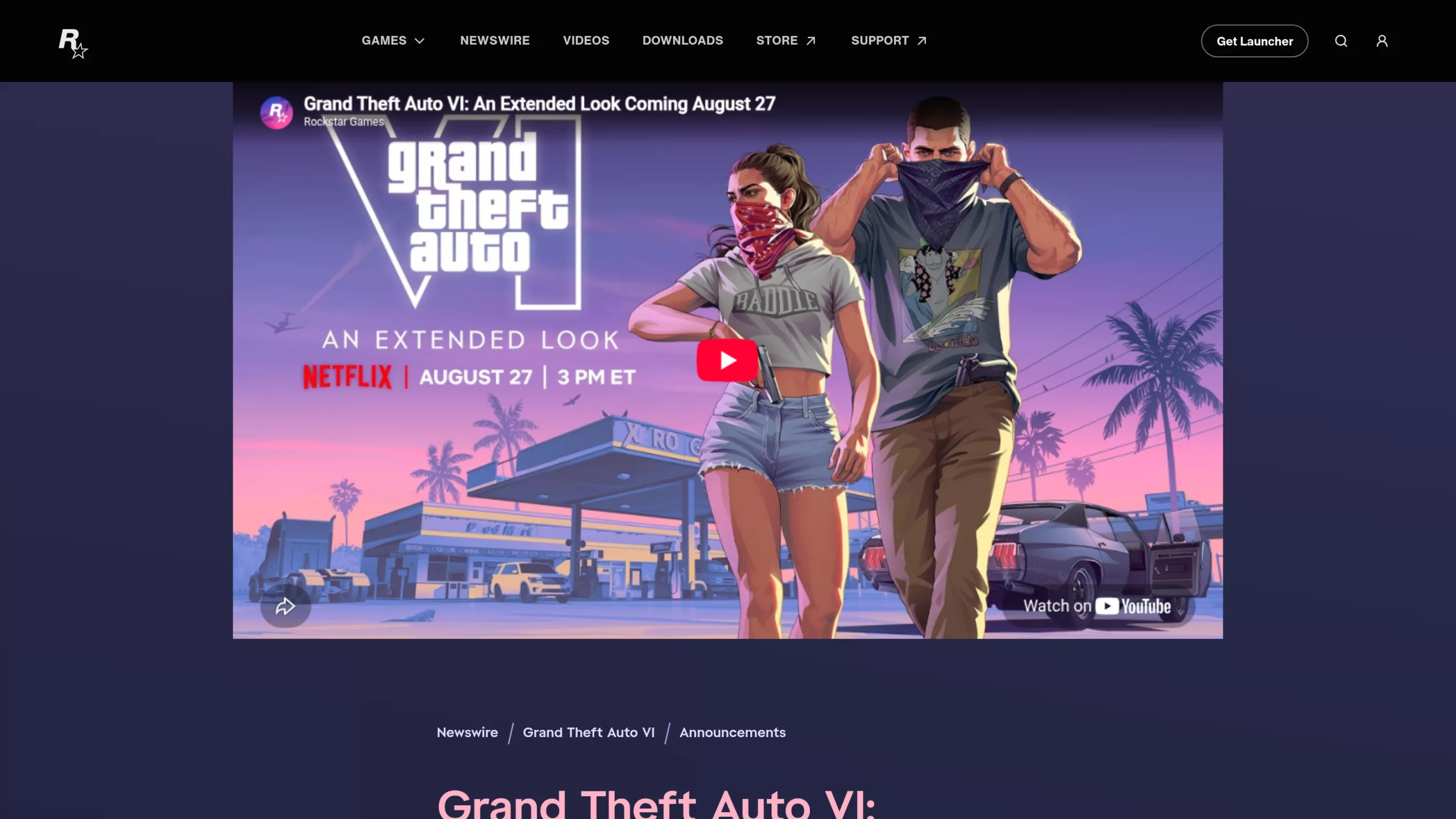 Annonce officielle Rockstar de l Extended Look de GTA 6 le 27 aout sur Netflix, avec Lucia et Jason masques