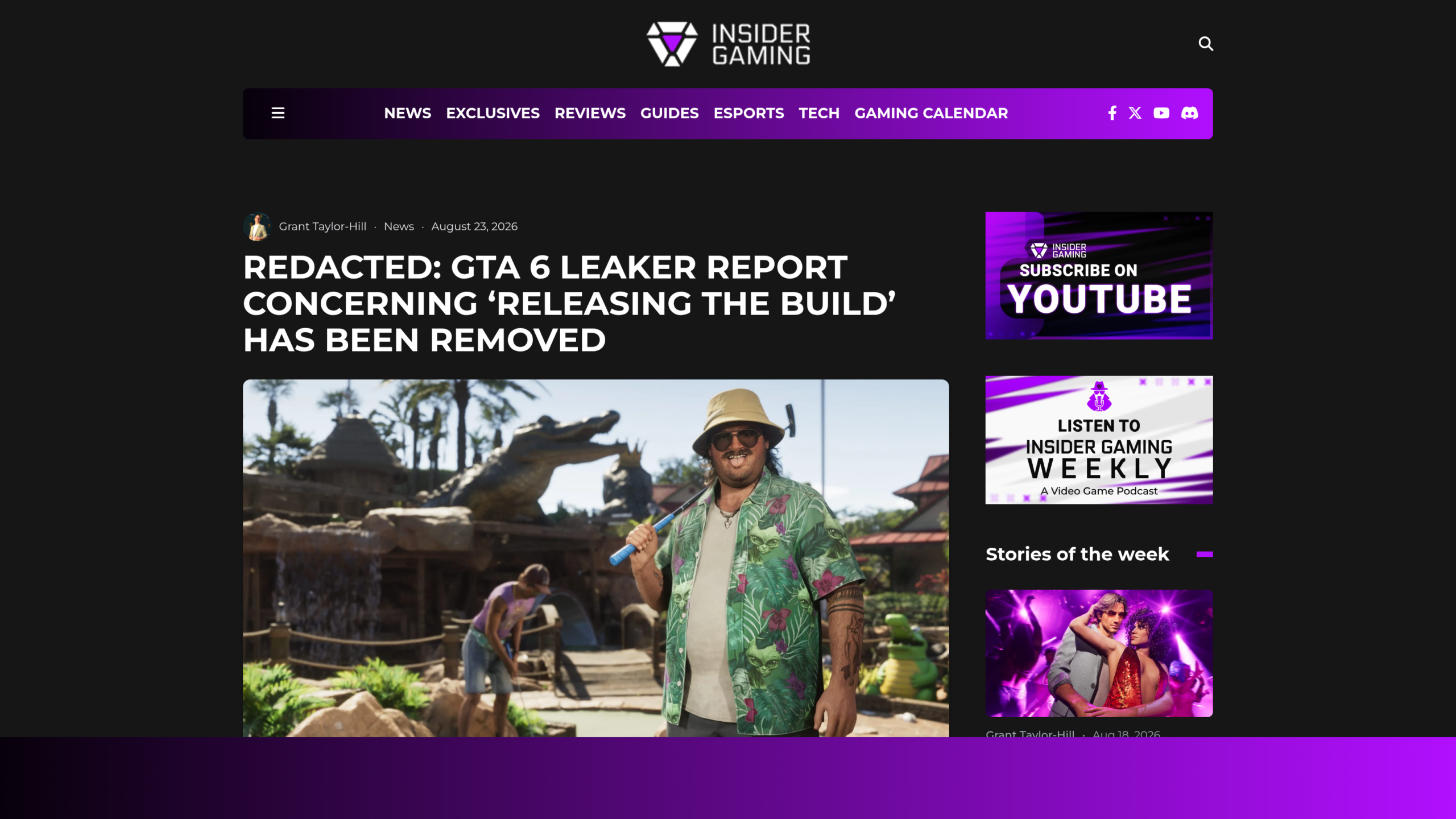 Kill switch GTA 6 : le titre de la rétractation publiée par Insider Gaming
