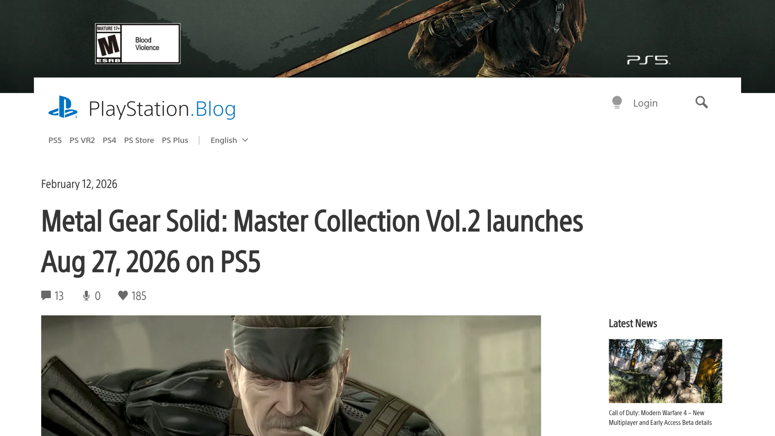 Master Collection : Solid Snake tel qu'il apparaît dans Metal Gear Solid 4