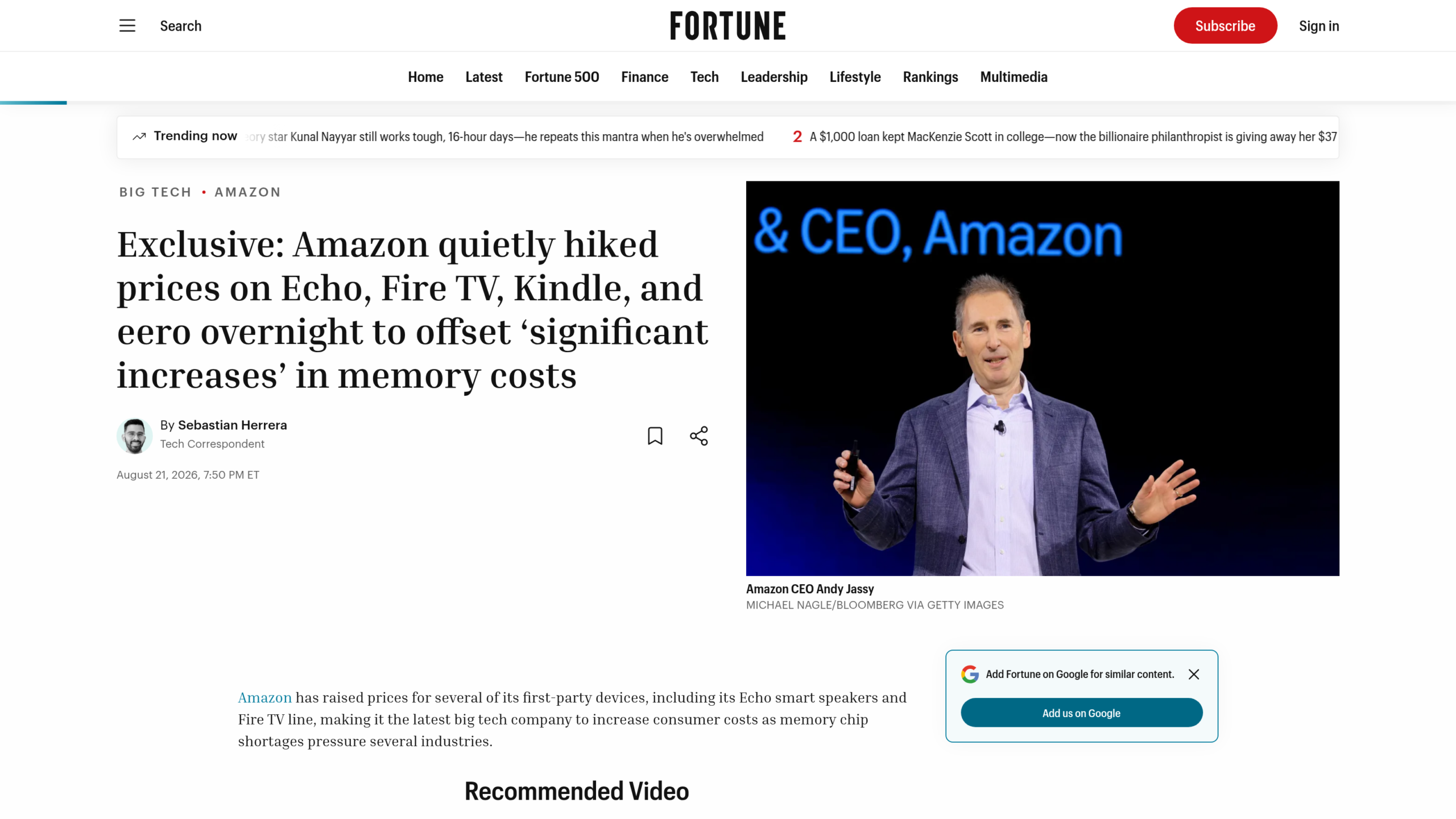 Prix Amazon : l'exclusivité de Fortune sur la hausse silencieuse