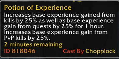 Infobulle de la Potion of Experience