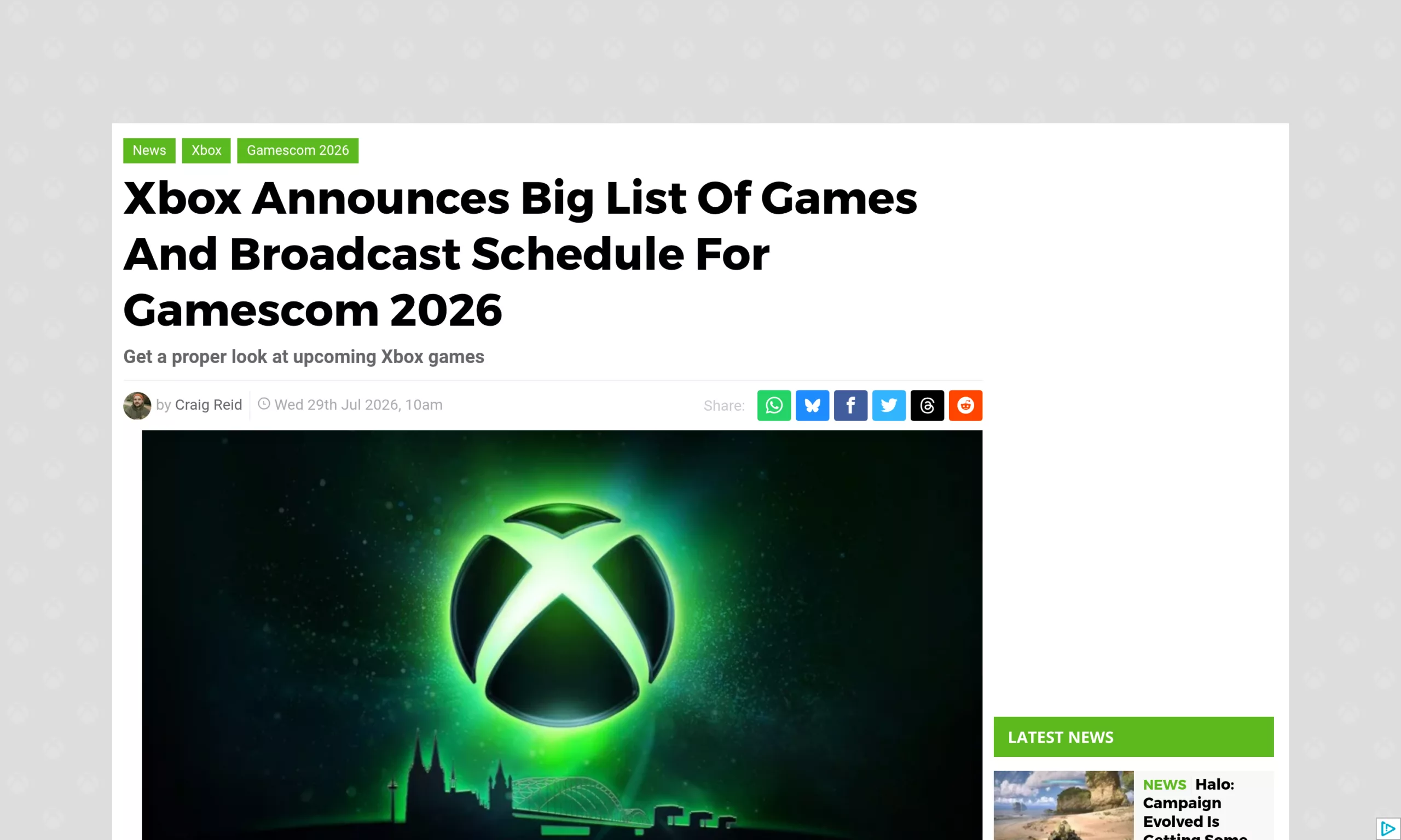 Article de Pure Xbox sur le programme Xbox de la gamescom 2026