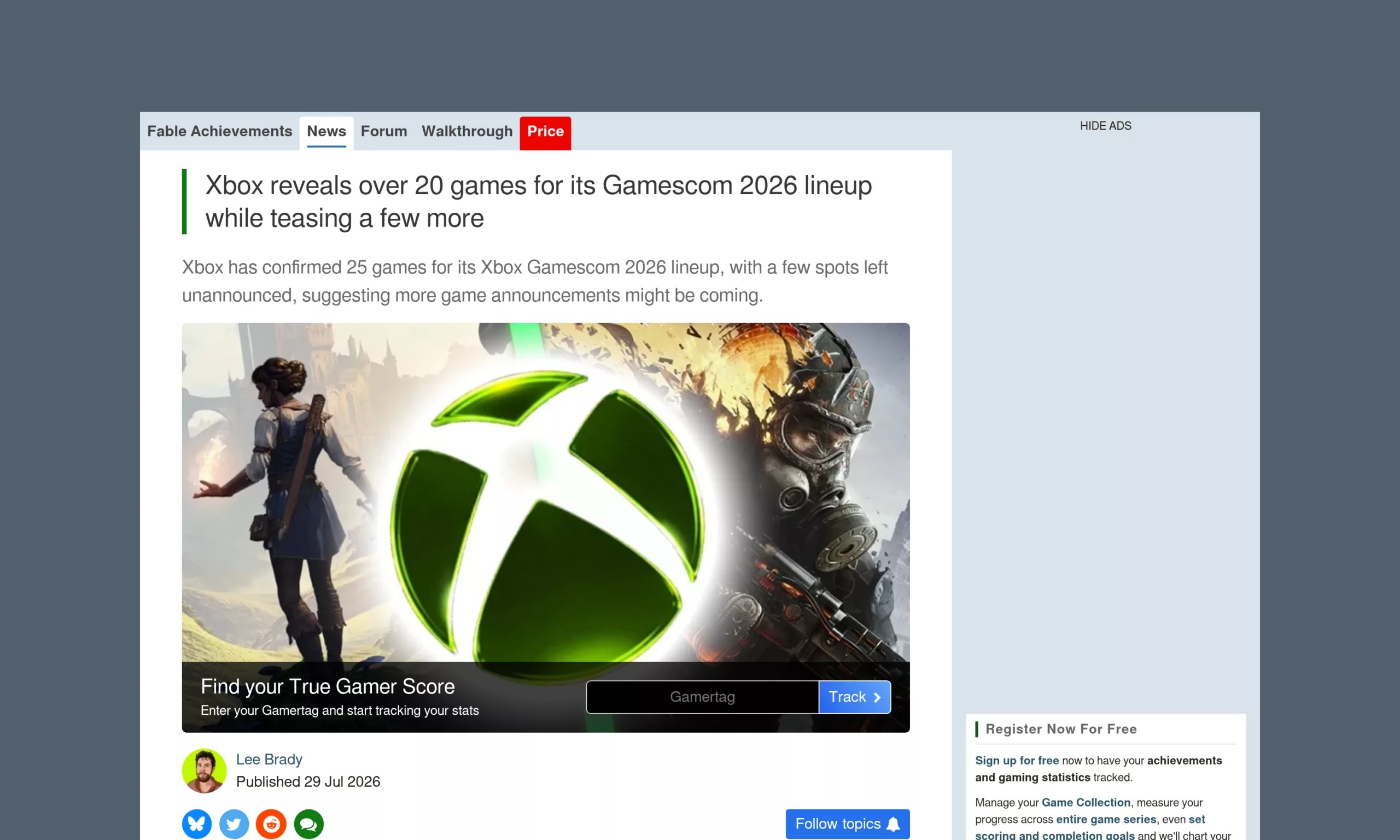 Article de TrueAchievements indiquant que des emplacements du stand Xbox restent non annoncés