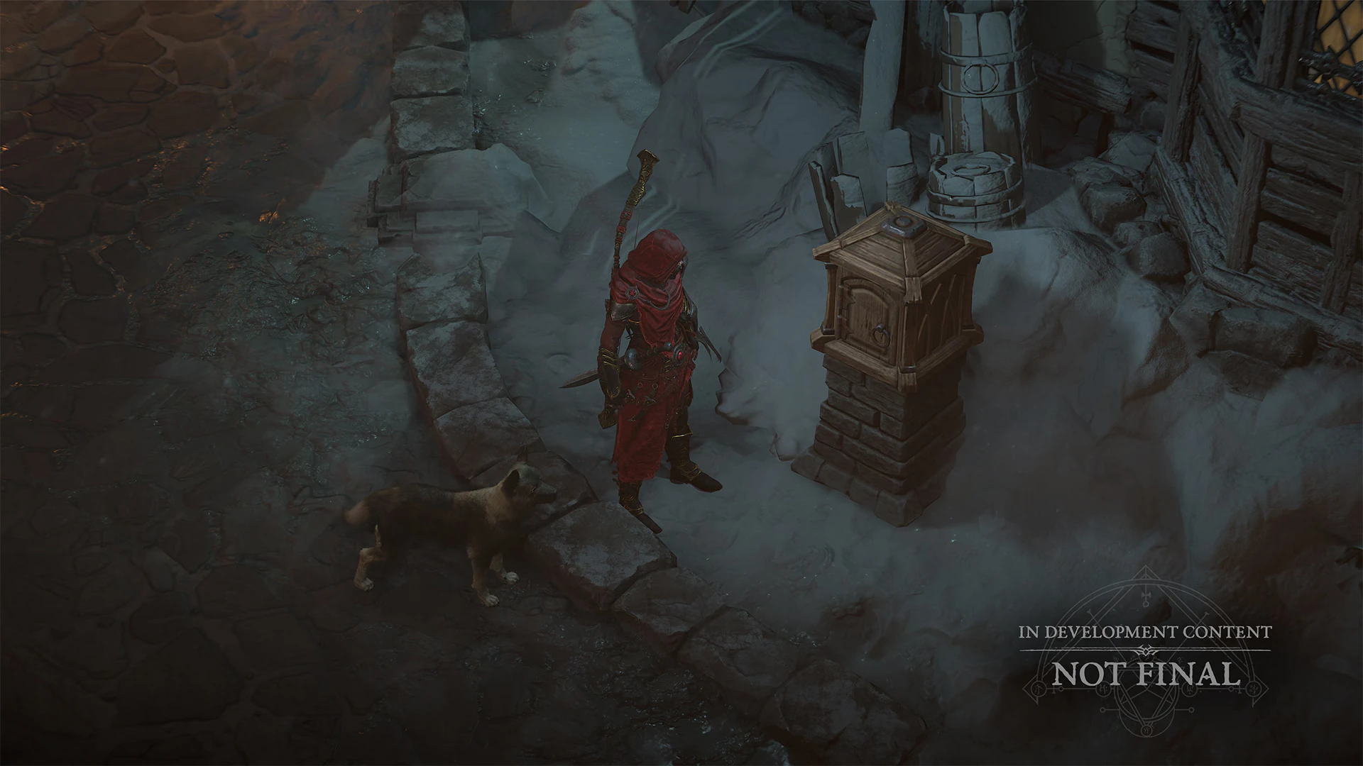 Character standing in front of the Horadric Post in Diablo 4 Season 15, in-development PTR content