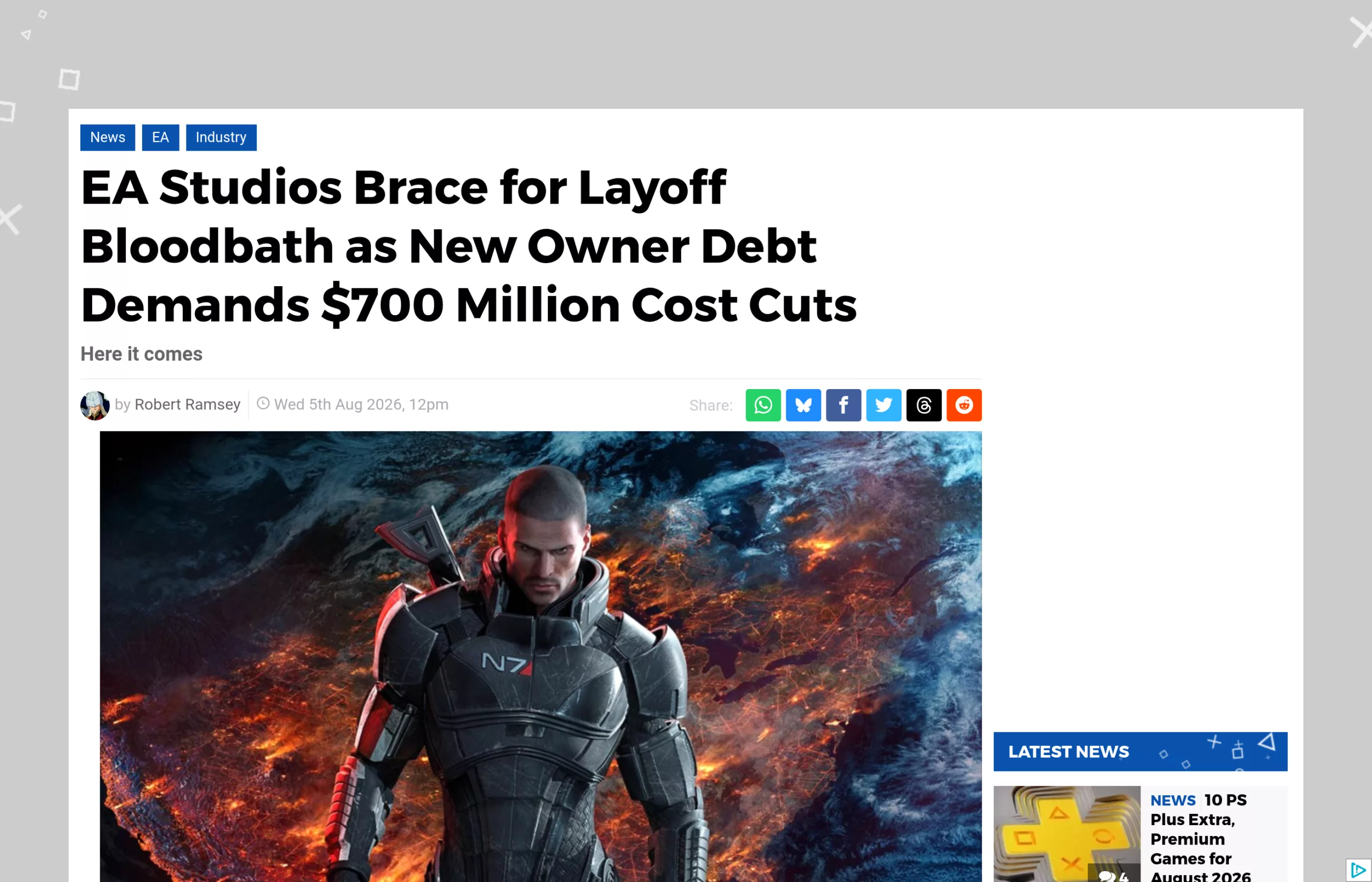 Titre Push Square : les studios EA se préparent à un bain de sang de licenciements alors que la dette du nouveau propriétaire exige 700 millions de dollars de coupes
