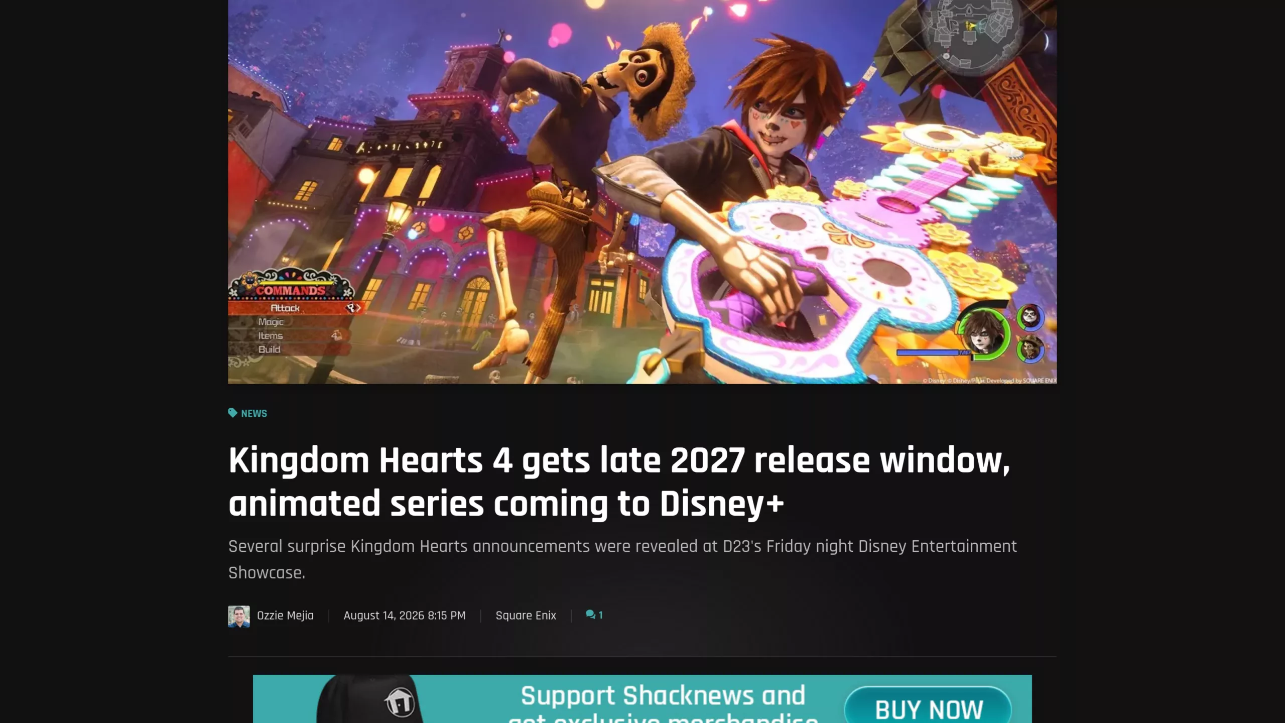 Article de Shacknews sur les annonces Kingdom Hearts au D23