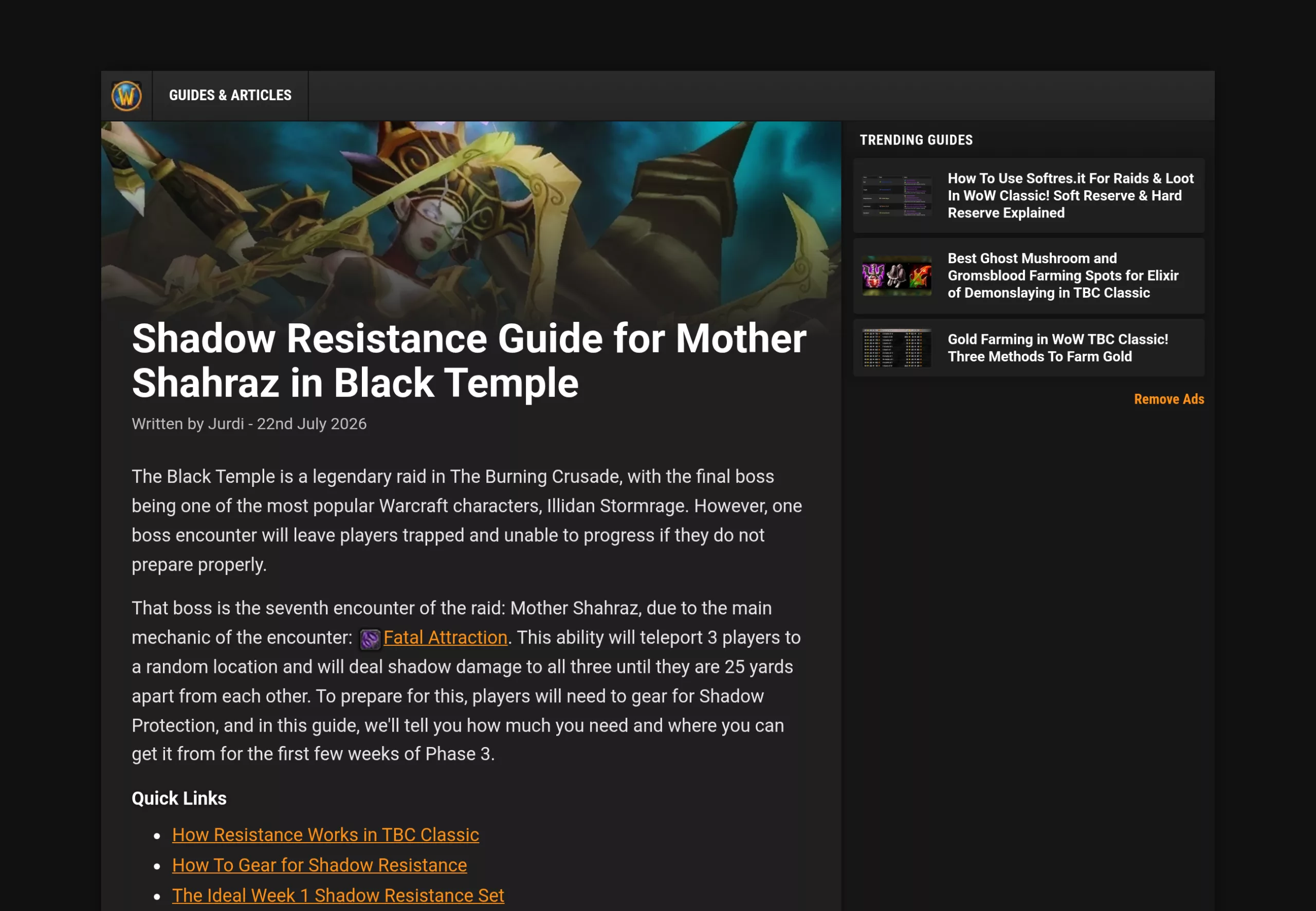 Guide de résistance à l'Ombre pour Mère Shahraz dans le Temple noir