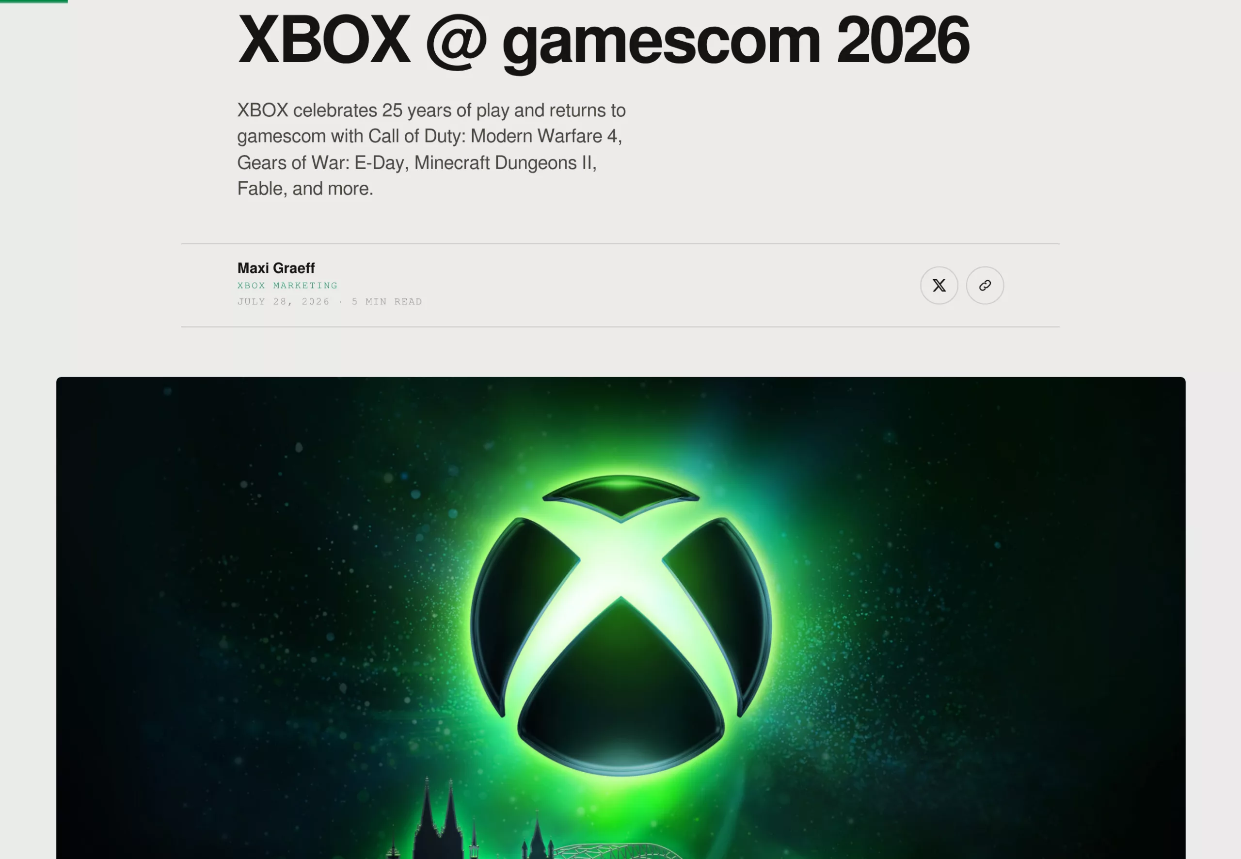 Annonce officielle Xbox de sa présence à la gamescom 2026 avec Fable au programme