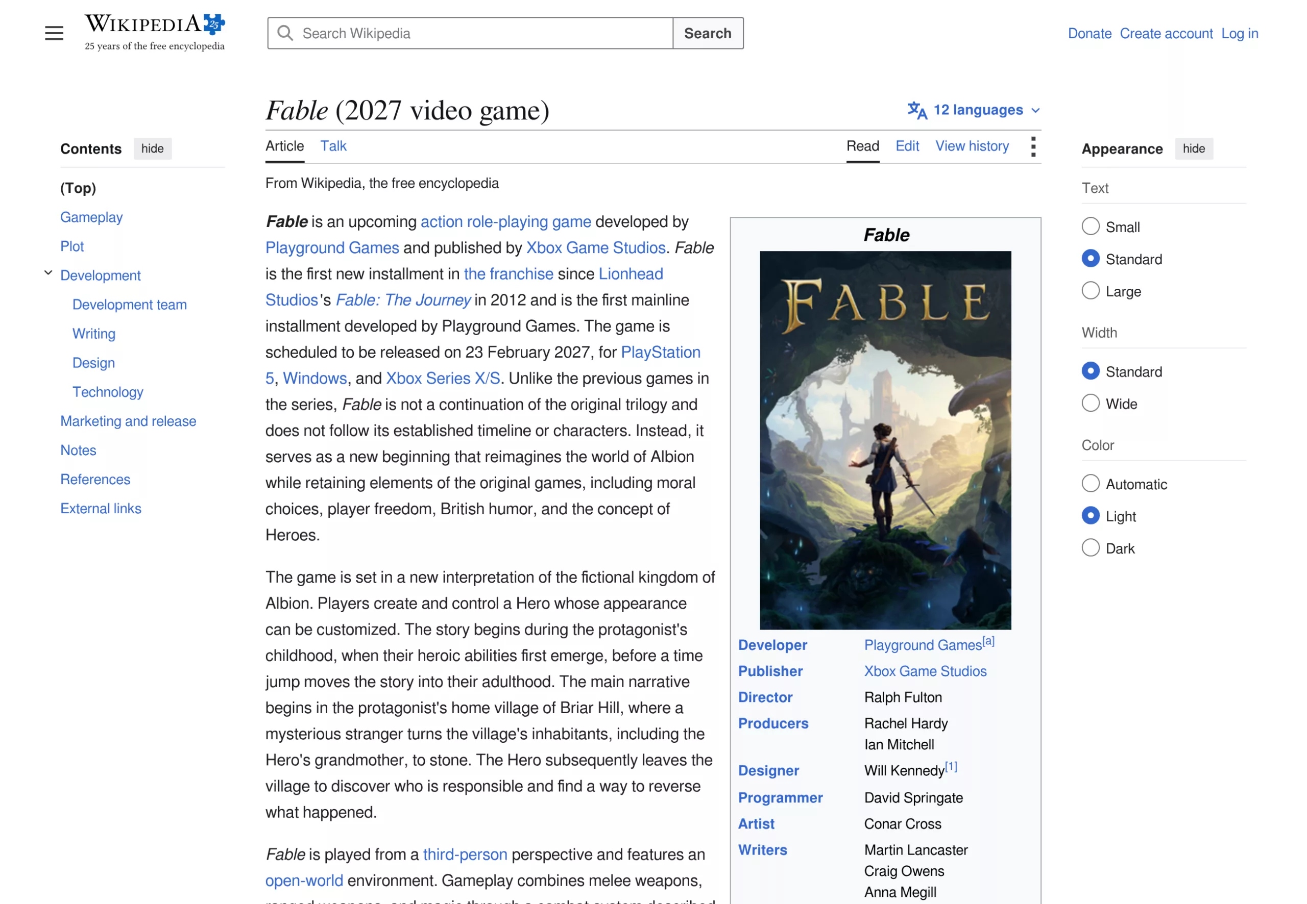 Fiche du jeu Fable : développeur Playground Games, sortie le 23 février 2027, plateformes
