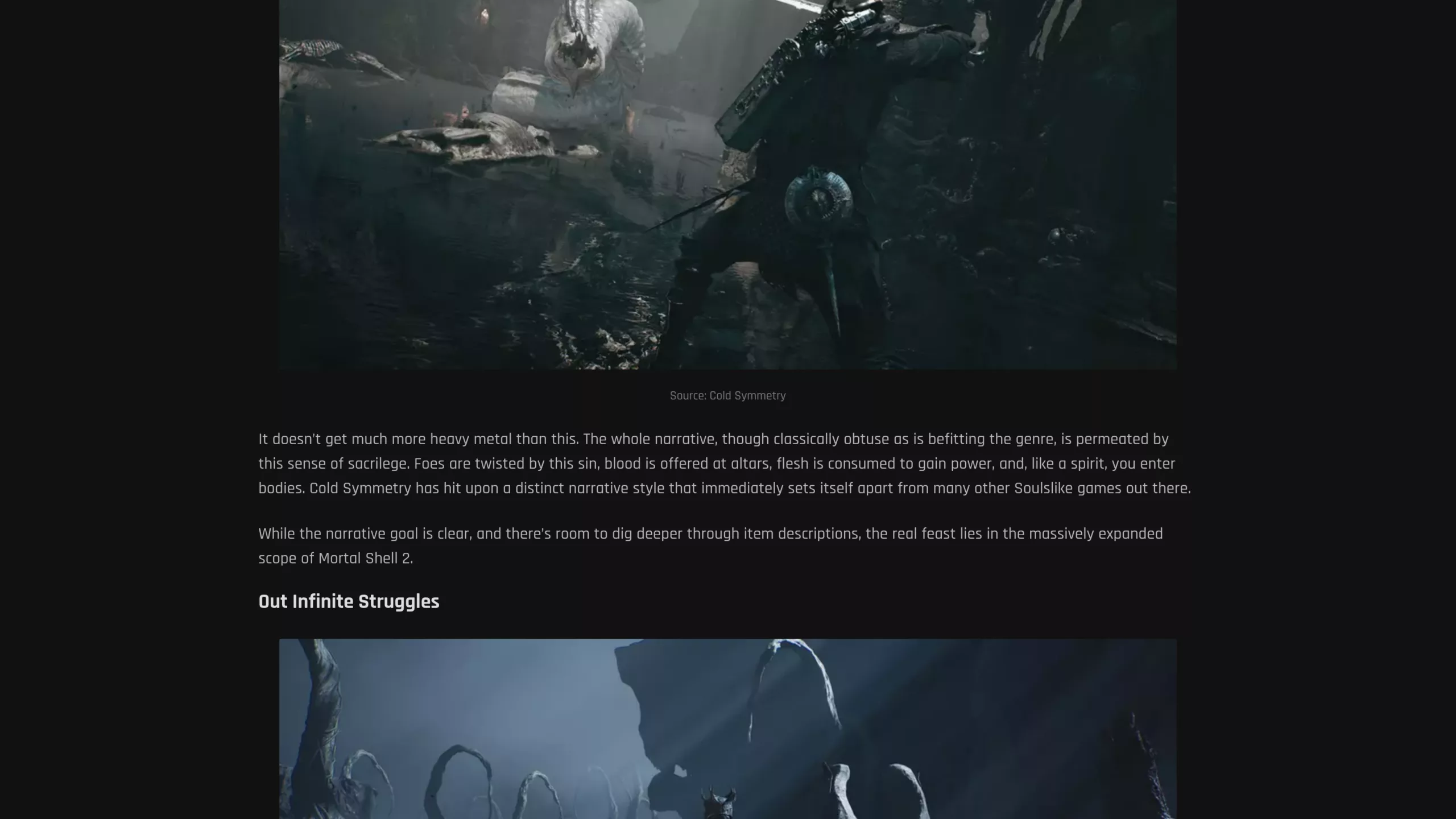Screenshot de gameplay de Mortal Shell II commenté par le test de Shacknews