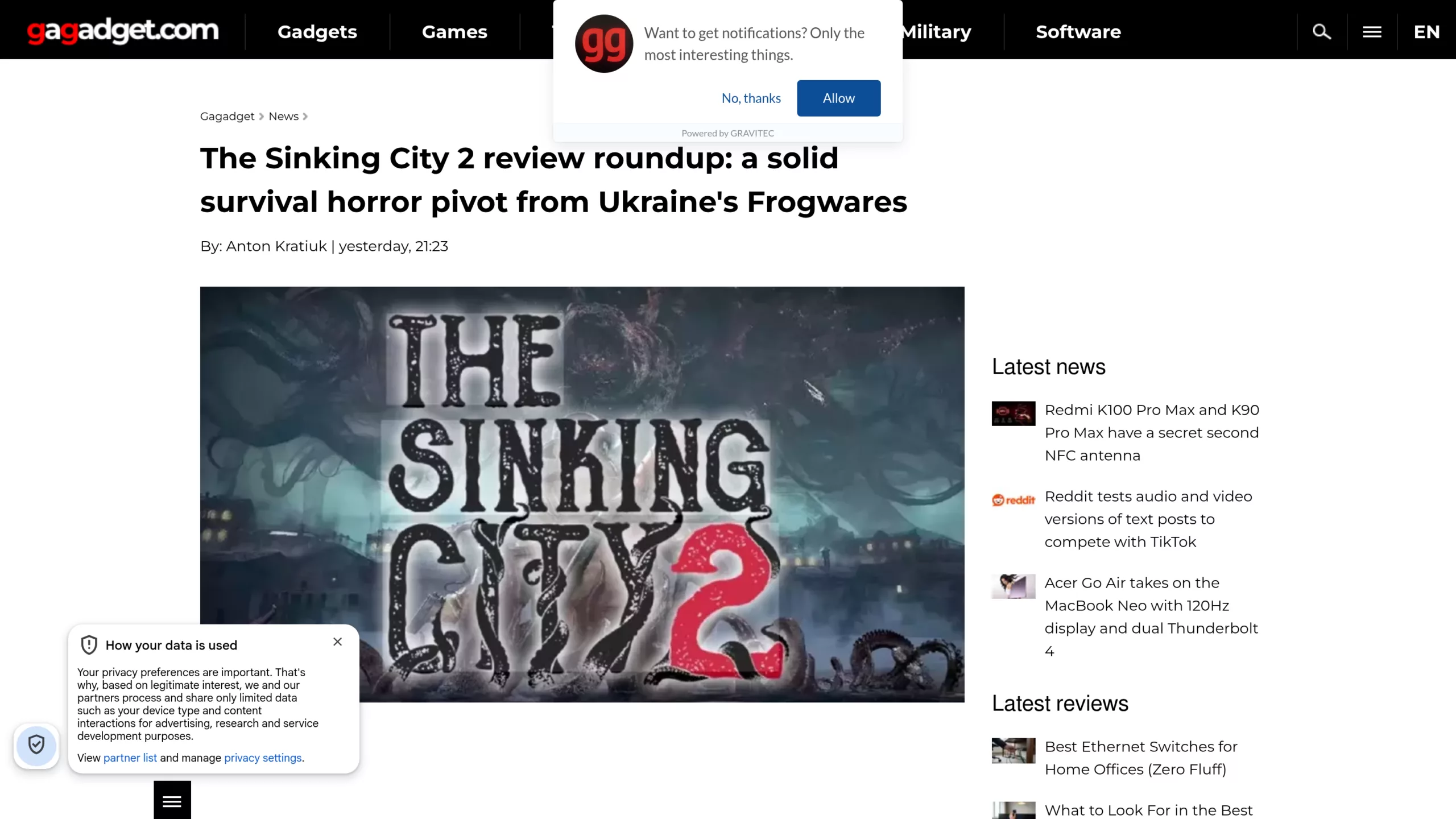 Récapitulatif des tests de The Sinking City 2 sur gagadget
