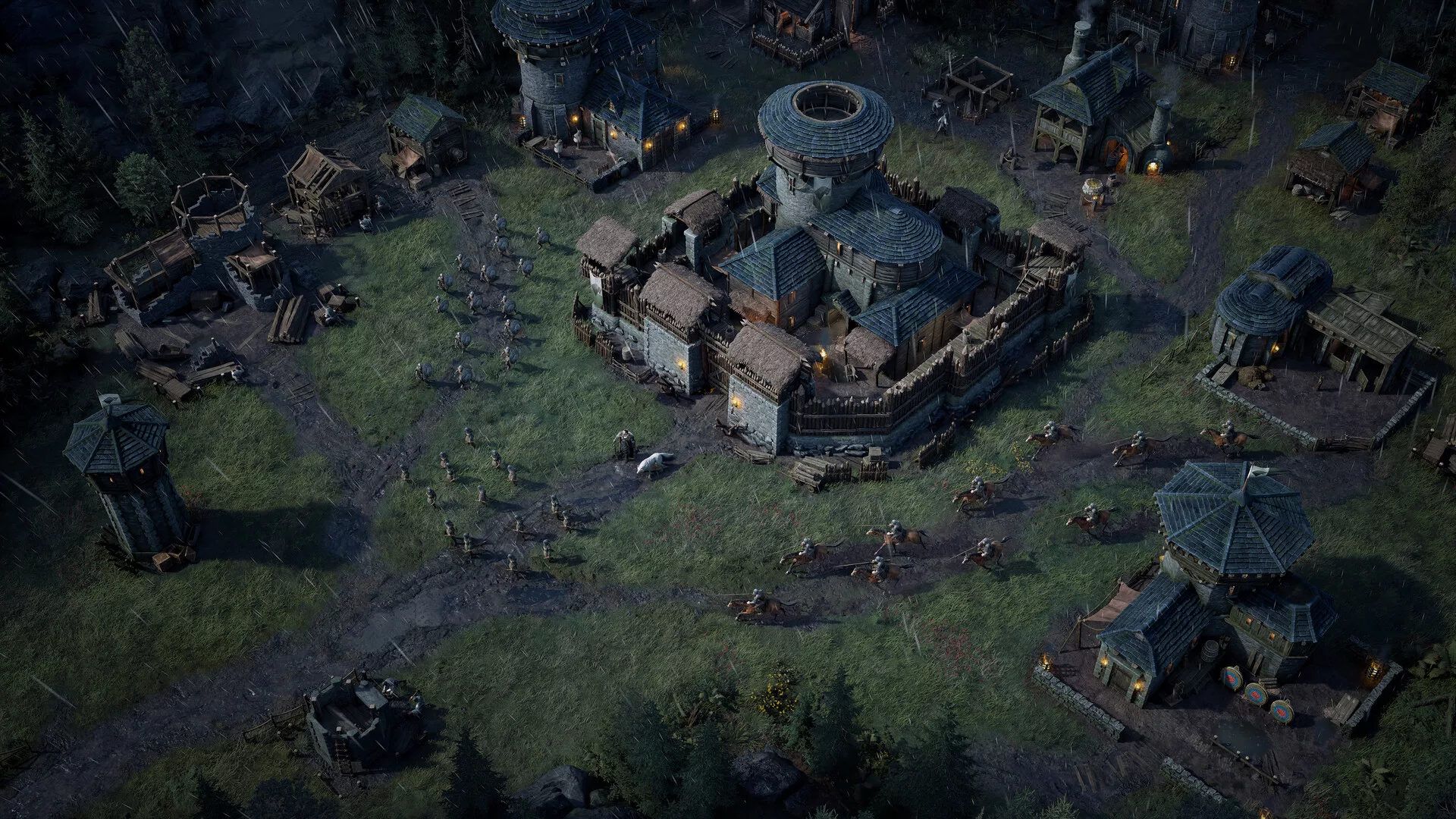 Forteresse nordique sous la pluie dans Game of Thrones: War for Westeros