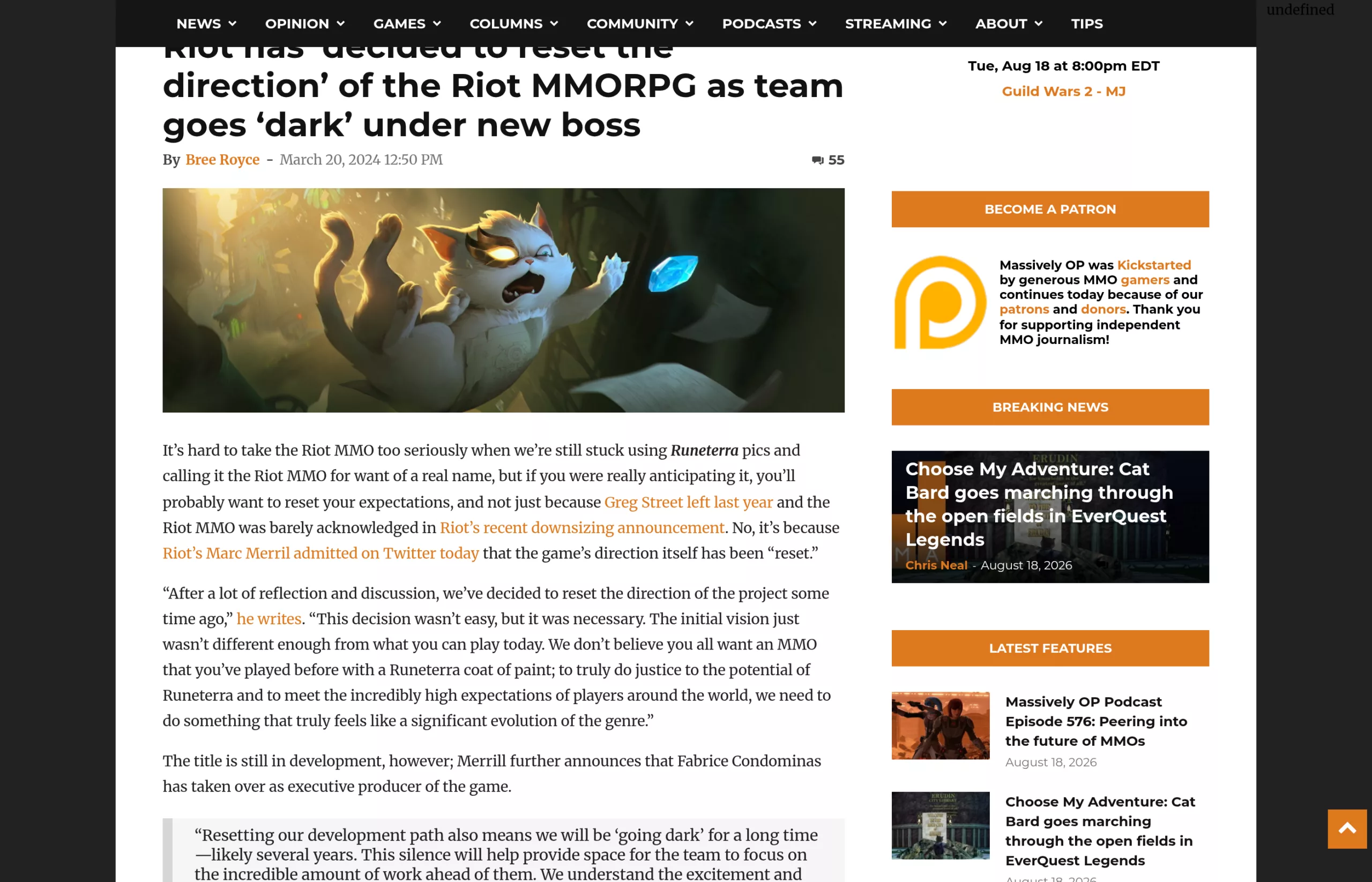 Annonce du reset du MMO Riot Games par Marc Merrill
