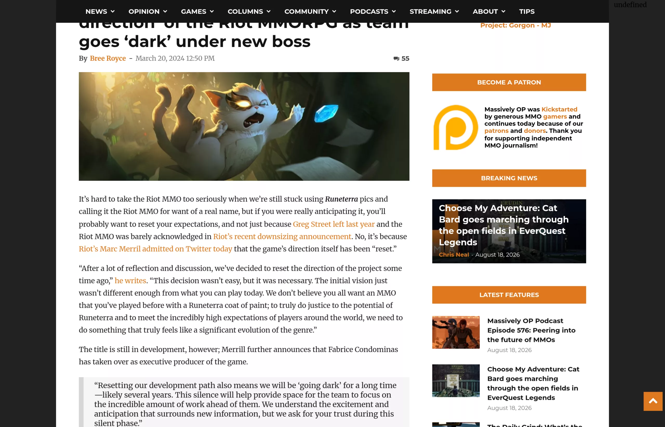 Marc Merrill annonce la remise à zéro du MMO Runeterra
