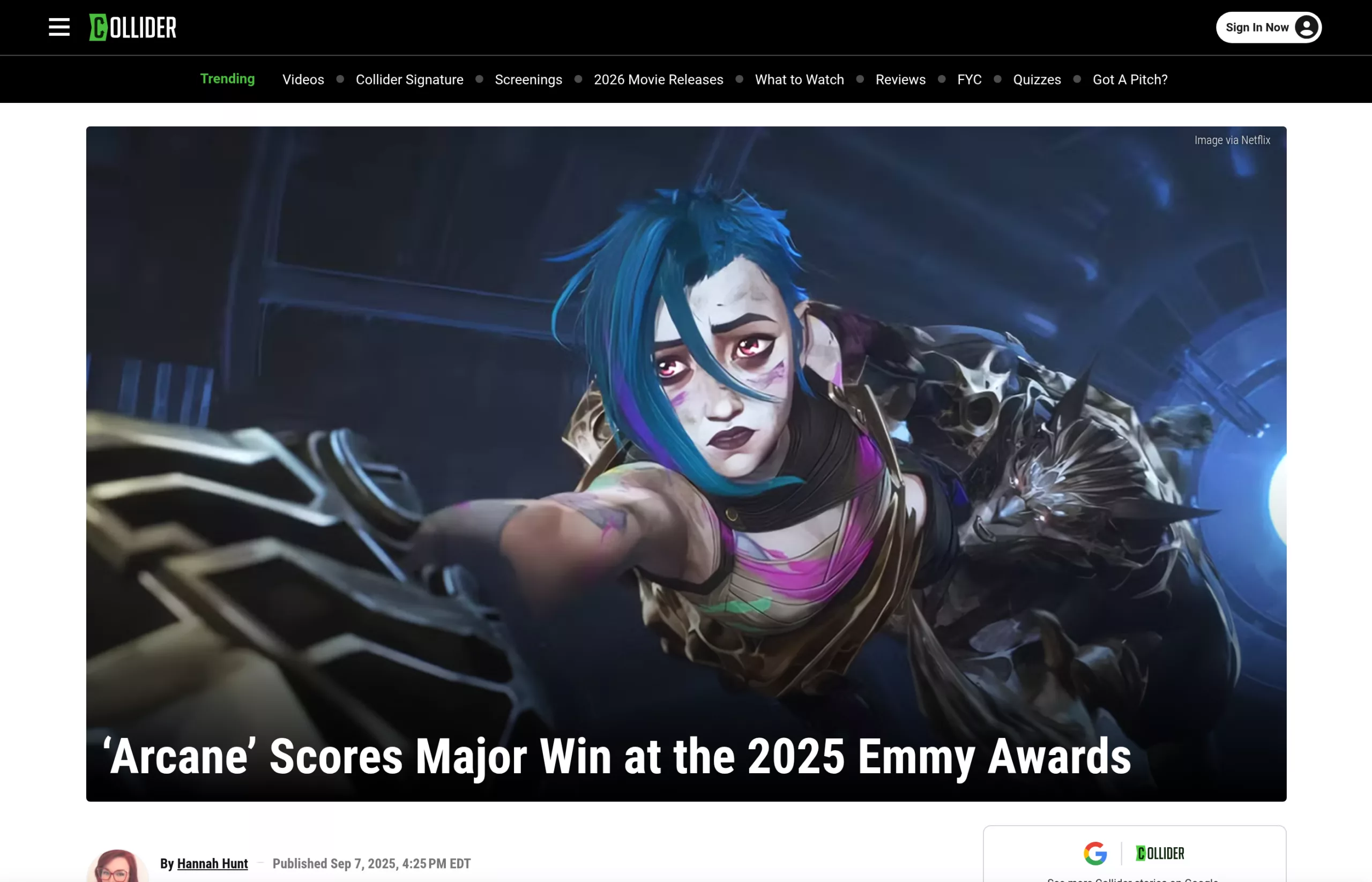 Arcane récompensée aux Emmy Awards 2025