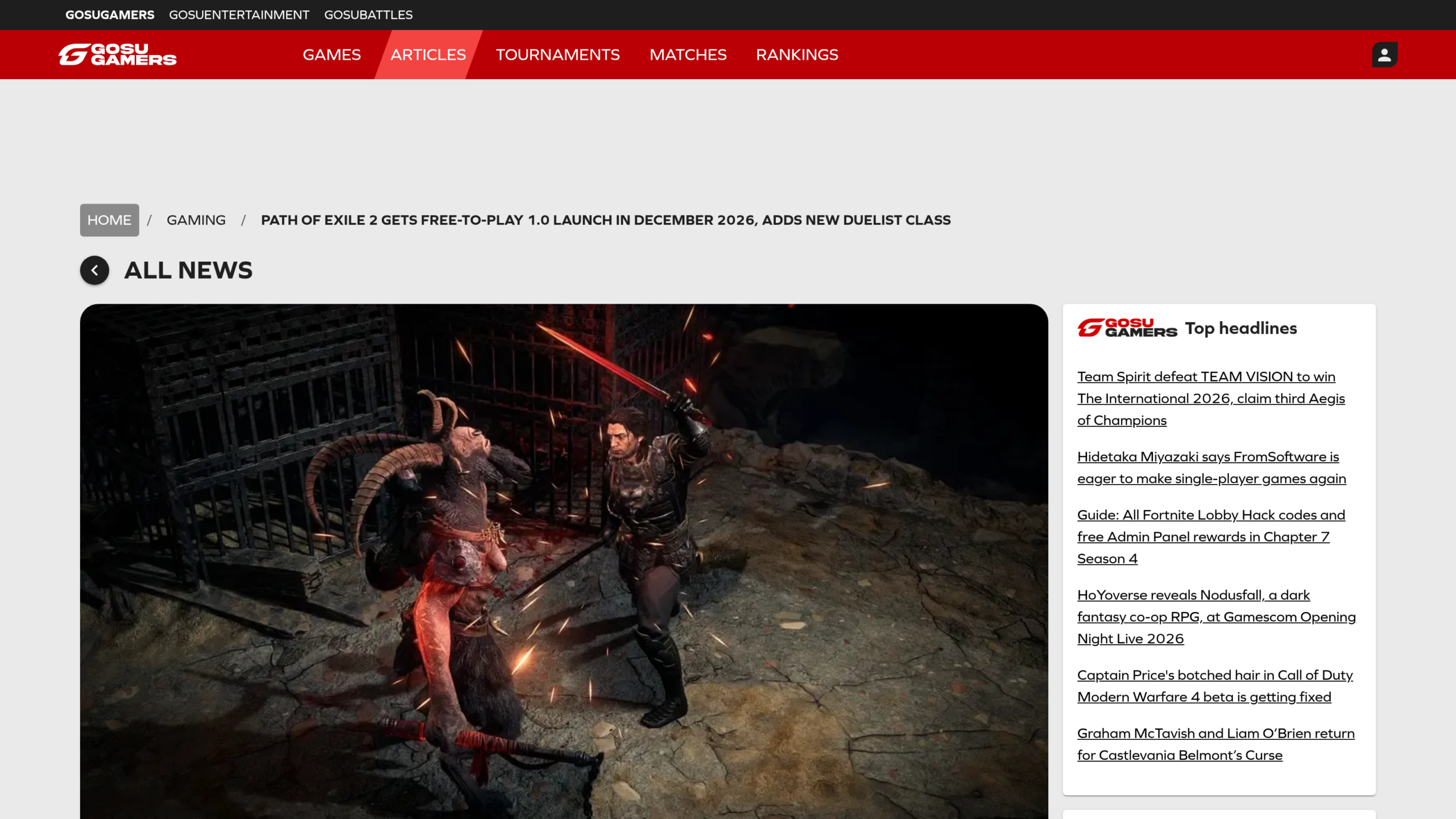 Path of Exile 2's Duelist fighting with sword in hand