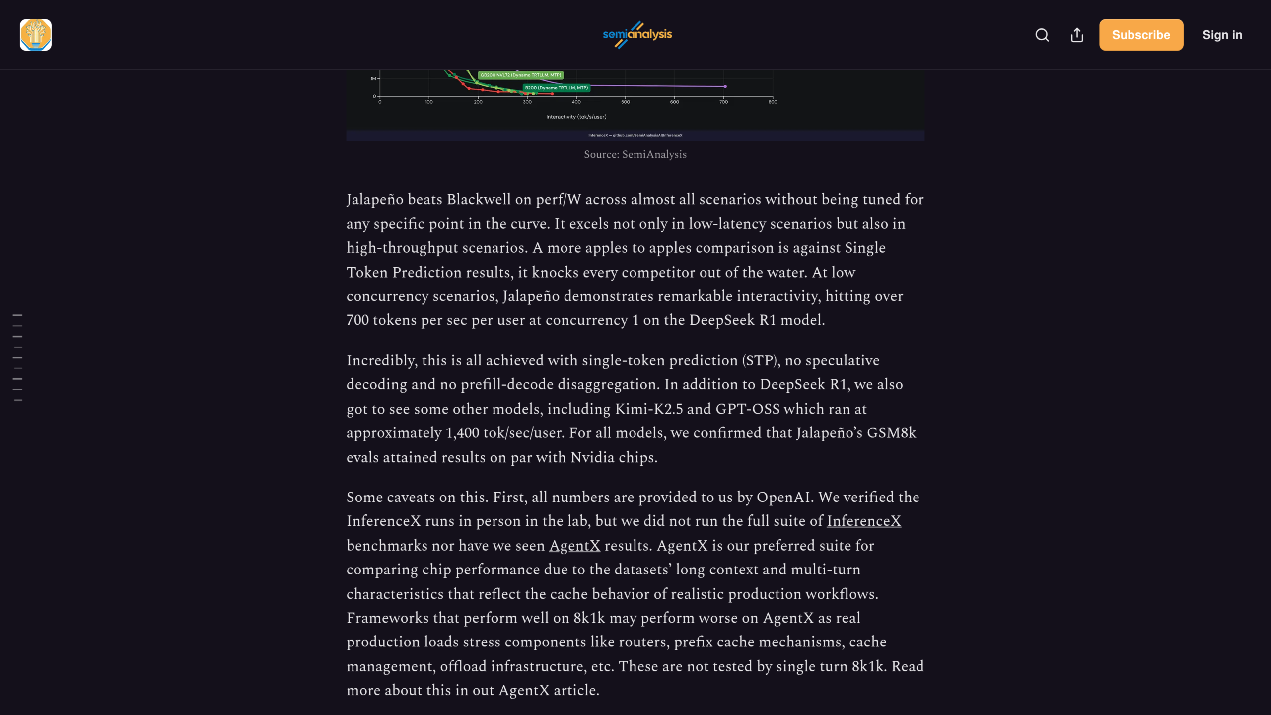Le paragraphe de réserves de SemiAnalysis, qui précise que tous les chiffres viennent d'OpenAI