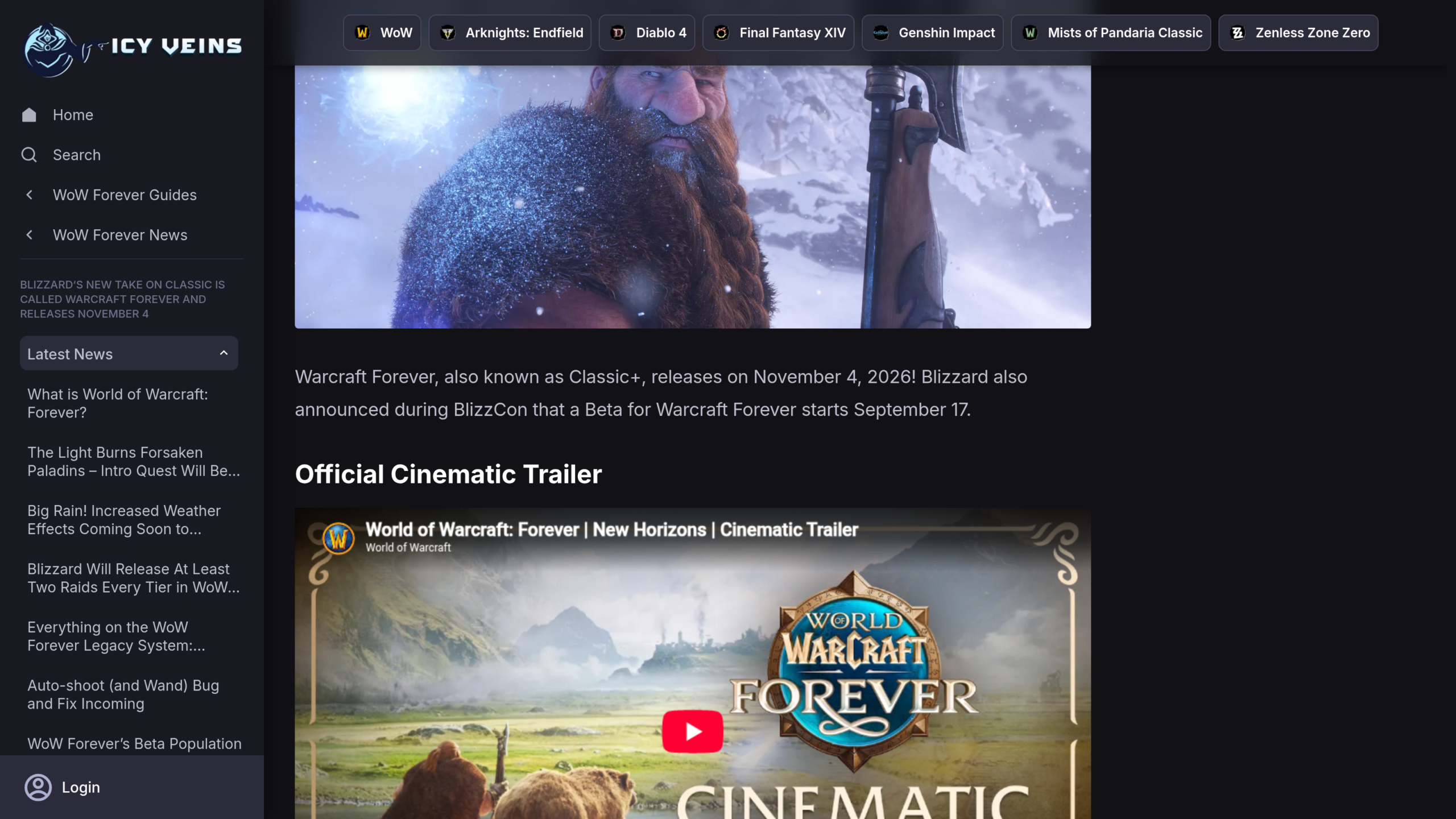 Annonce officielle de World of Warcraft Forever, sortie fixée au 4 novembre 2026