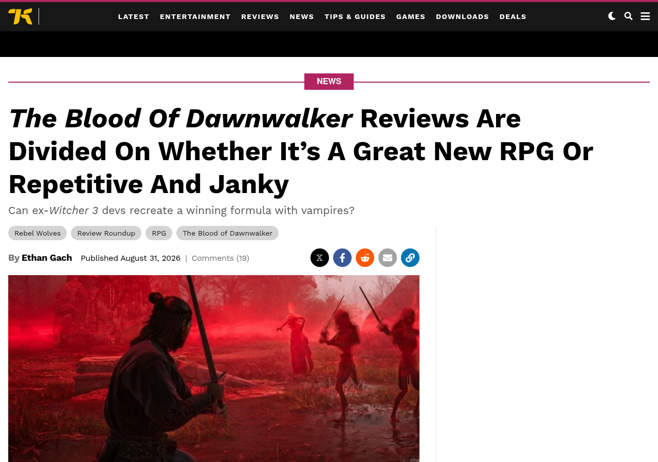 Une de l'article de Kotaku par Ethan Gach : The Blood of Dawnwalker Reviews Are Divided On Whether It's A Great New RPG Or Repetitive And Janky
