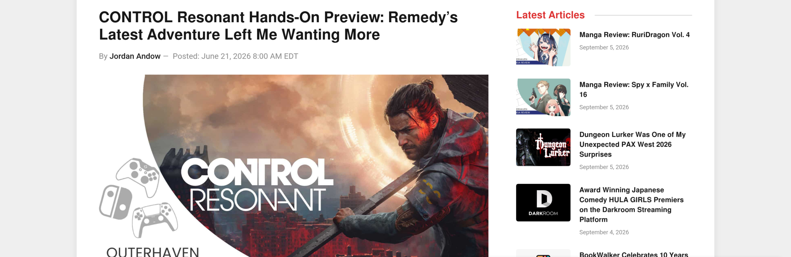 Aperçu de Control Resonant publié par The Outer Haven, signé Jordan Andow
