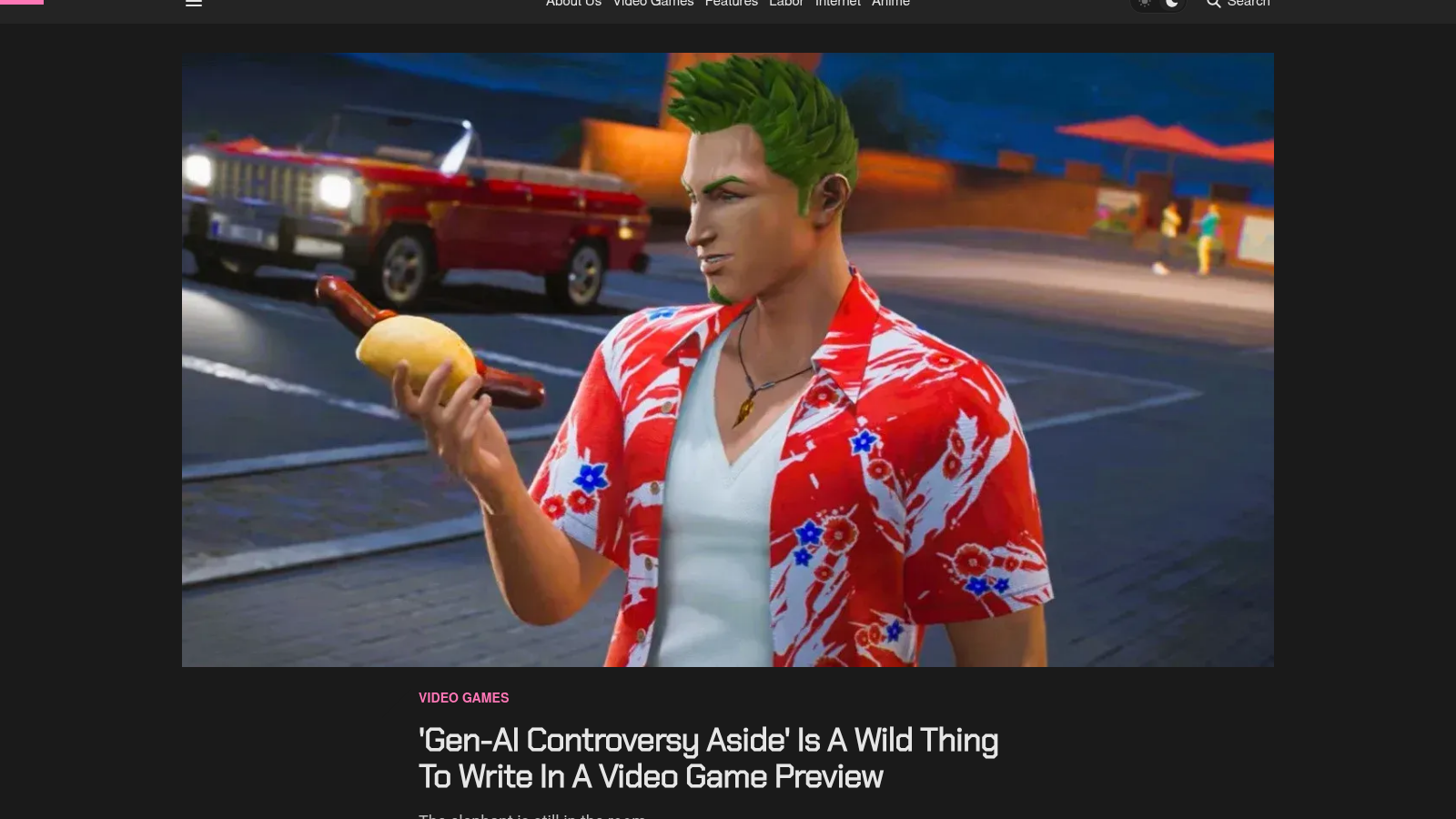 Illustration du chauffeur de taxi du jeu sur la page d'Aftermath consacrée à la polémique autour de la mention IA