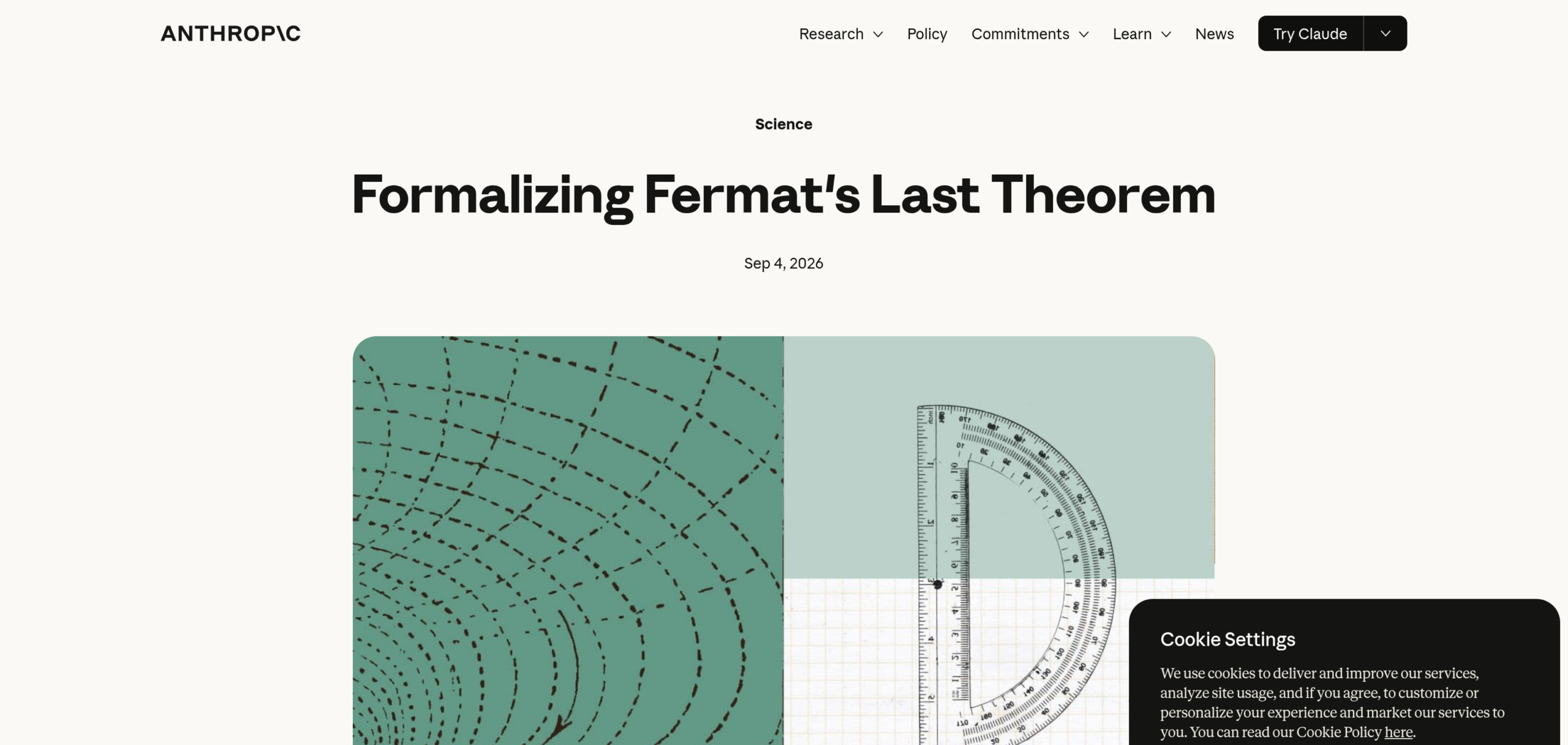 Publication d'Anthropic intitulée Formalizing Fermat's Last Theorem, datée du 4 septembre 2026