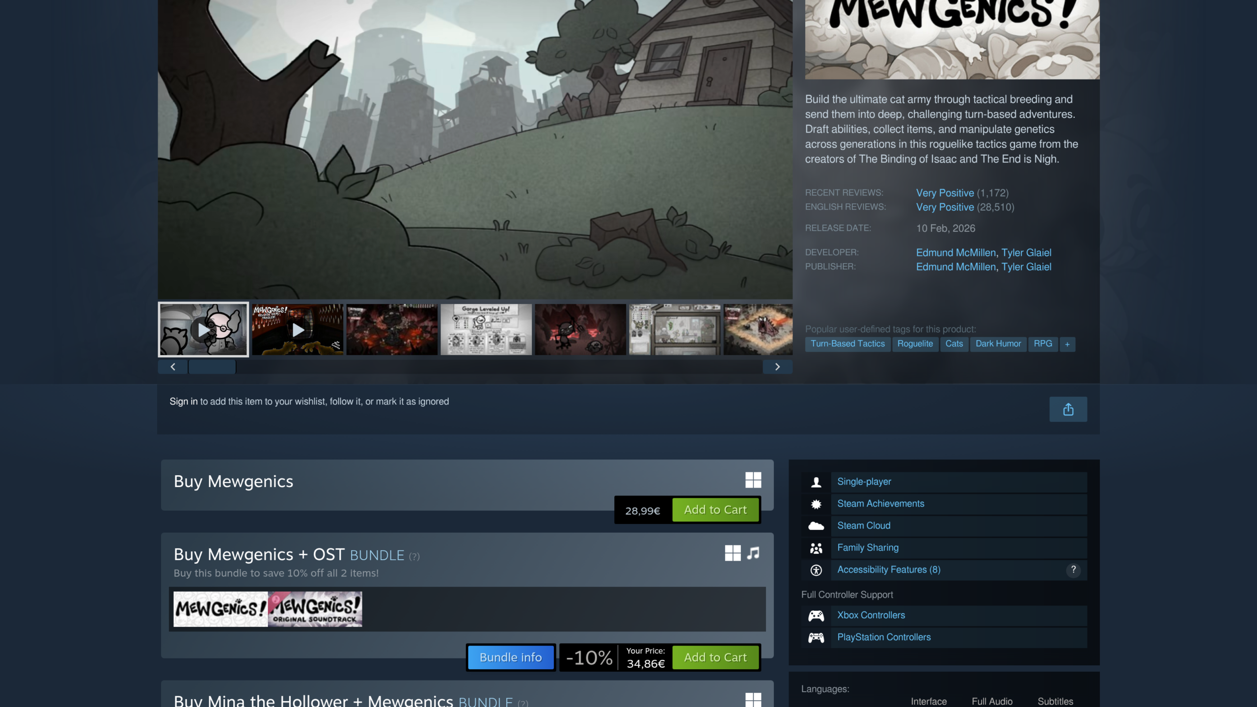Fiche Steam du jeu affichant sa date de sortie, ses développeurs et ses avis joueurs