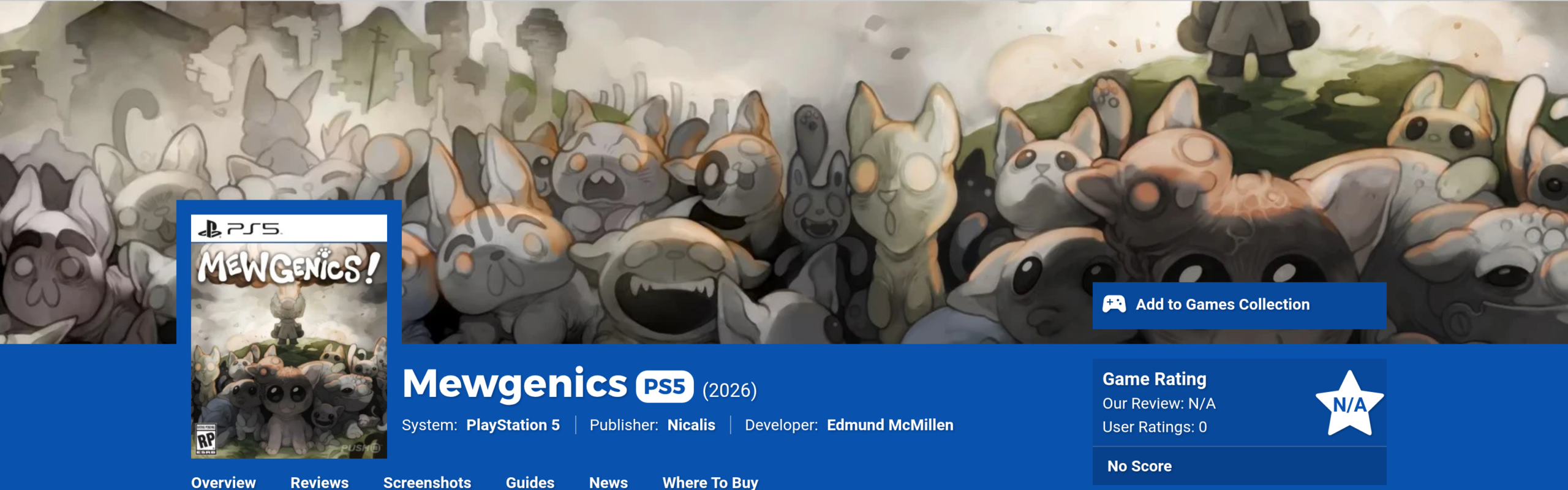Fiche PlayStation 5 du jeu sur Push Square, éditeur Nicalis, développeur Edmund McMillen