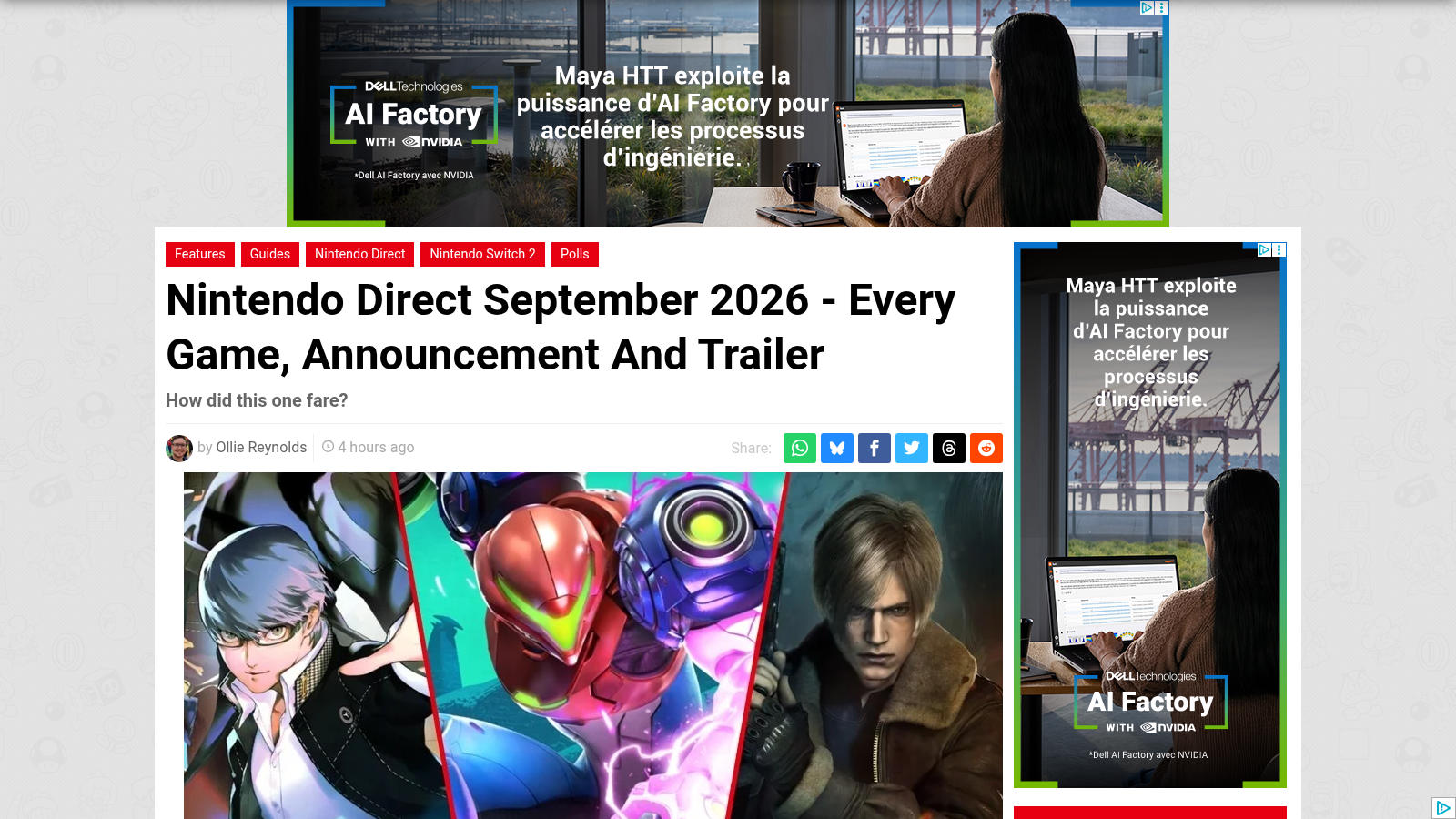 Page récapitulative de Nintendo Life listant chaque jeu, annonce et bande-annonce du Direct de septembre 2026.