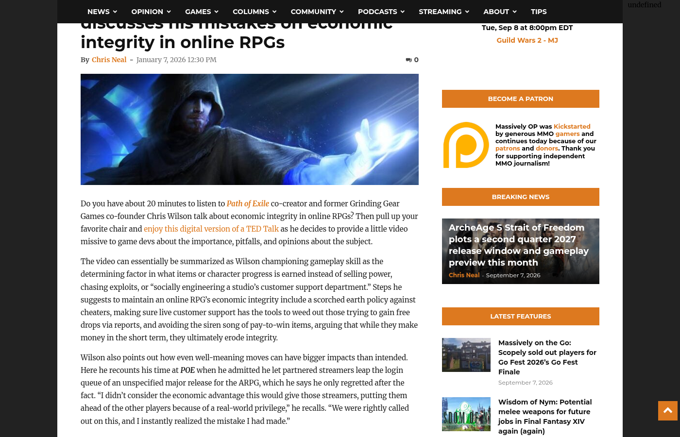 bugs PoE2 : l'article de Massively Overpowered sur l'intégrité économique selon Chris Wilson