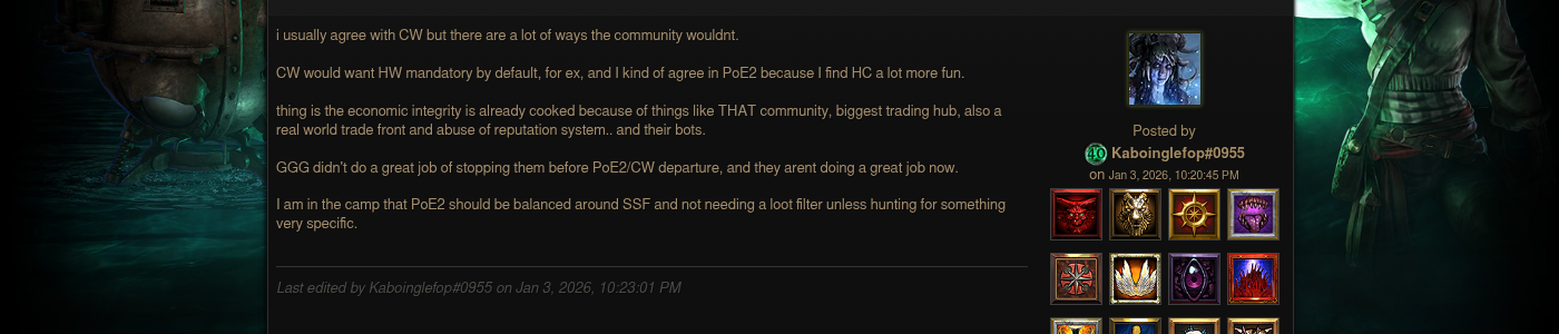 Commentaire d'un joueur estimant que l'intégrité économique de PoE2 est déjà compromise