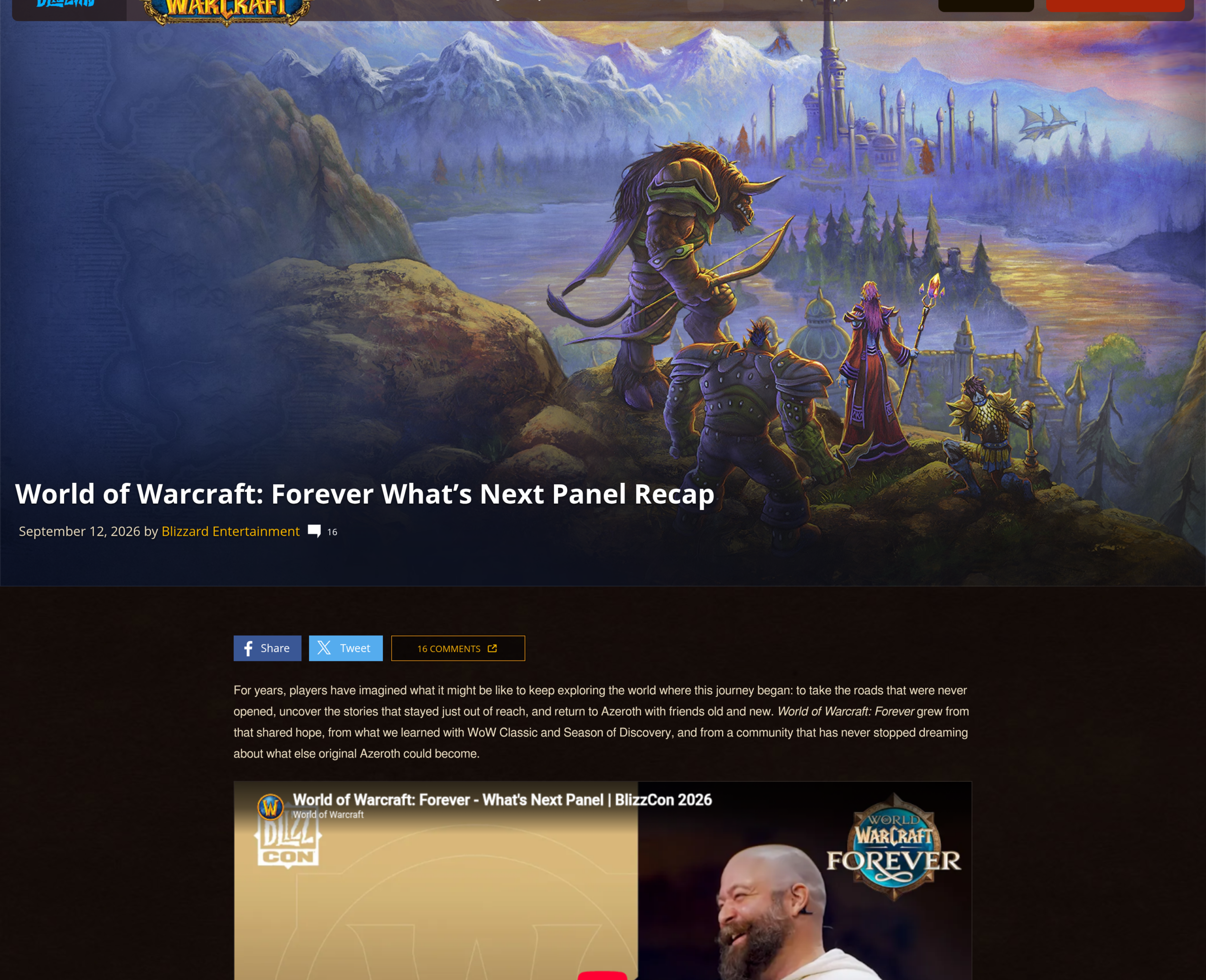 Compte rendu du panel World of Warcraft: Forever listant les nouvelles zones, donjons et raids