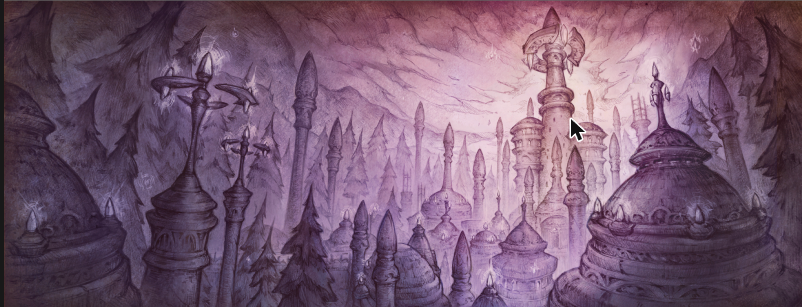 Dalaran loading screen with the Purple Citadel