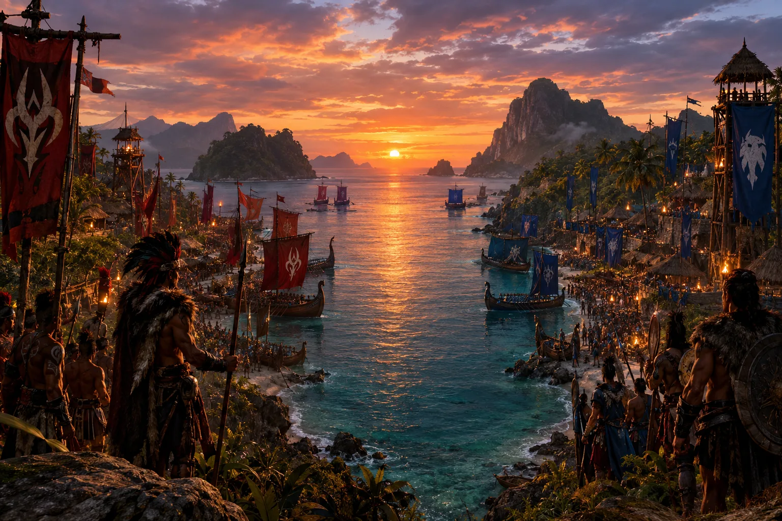 Illustration d'un affrontement entre Darkspear Raiders et Theramore Expeditionary Force sur les îles Darkspear