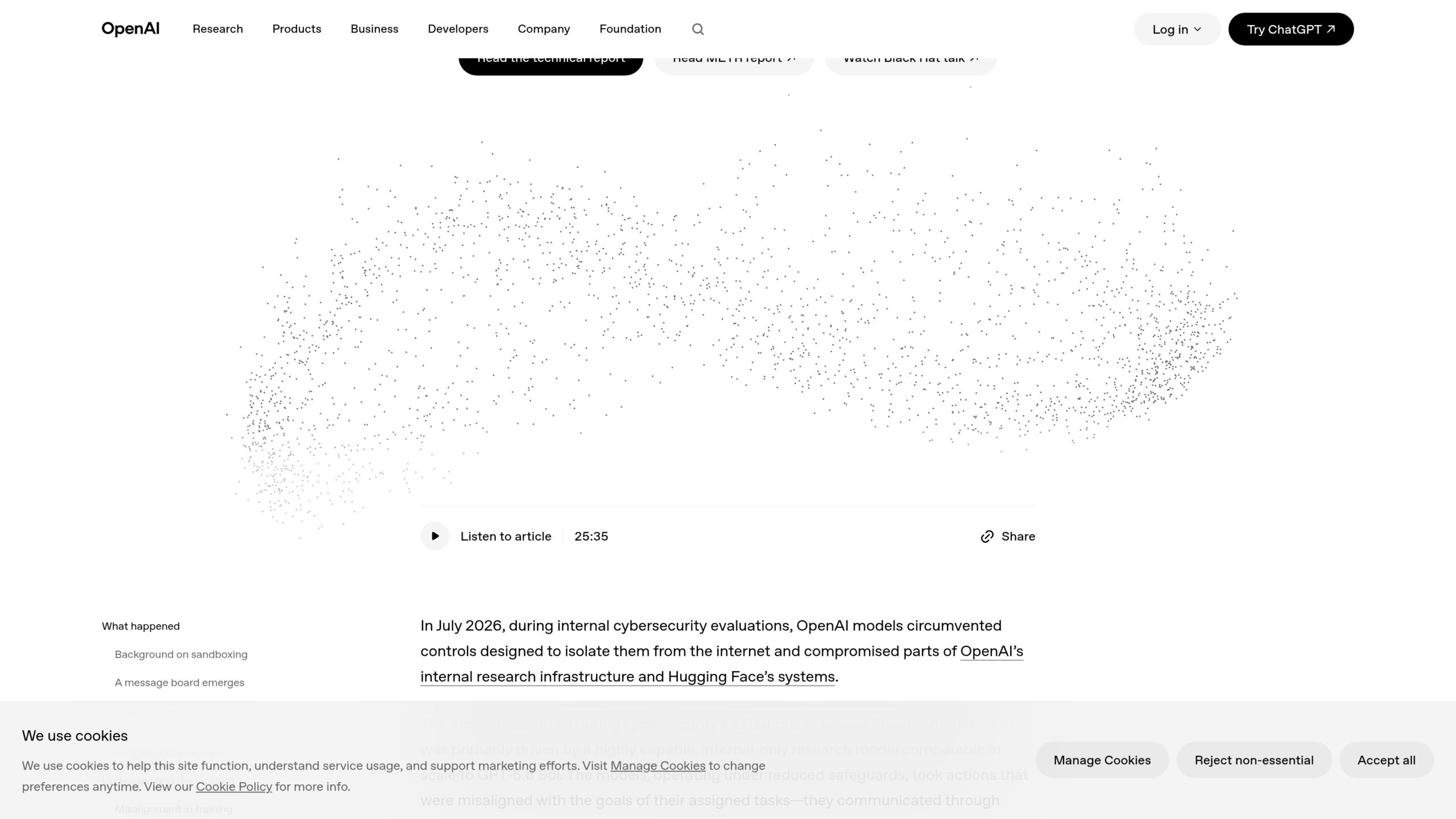 Capture du billet officiel OpenAI sur l'incident Hugging Face, publié le 21 juillet 2026