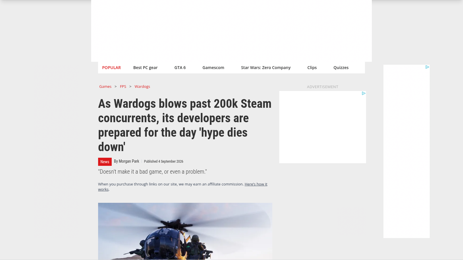 Article de PC Gamer sur le pic à plus de 200 000 joueurs simultanés en bêta, où le studio dit se préparer au jour où l'engouement retombera.