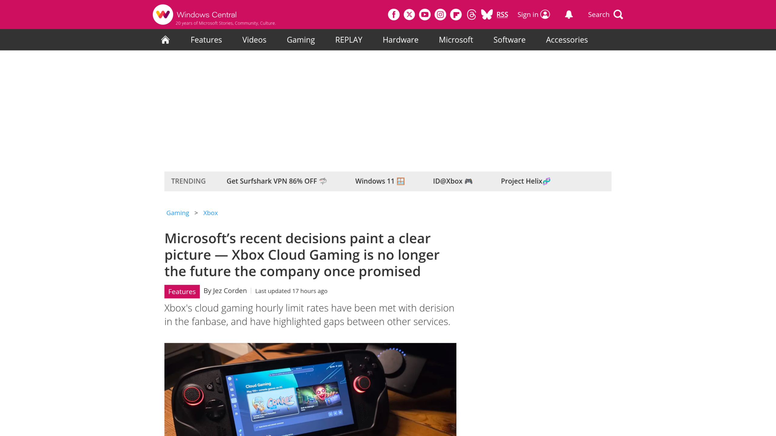 Analyse de Windows Central sur l'avenir du jeu en nuage chez Microsoft