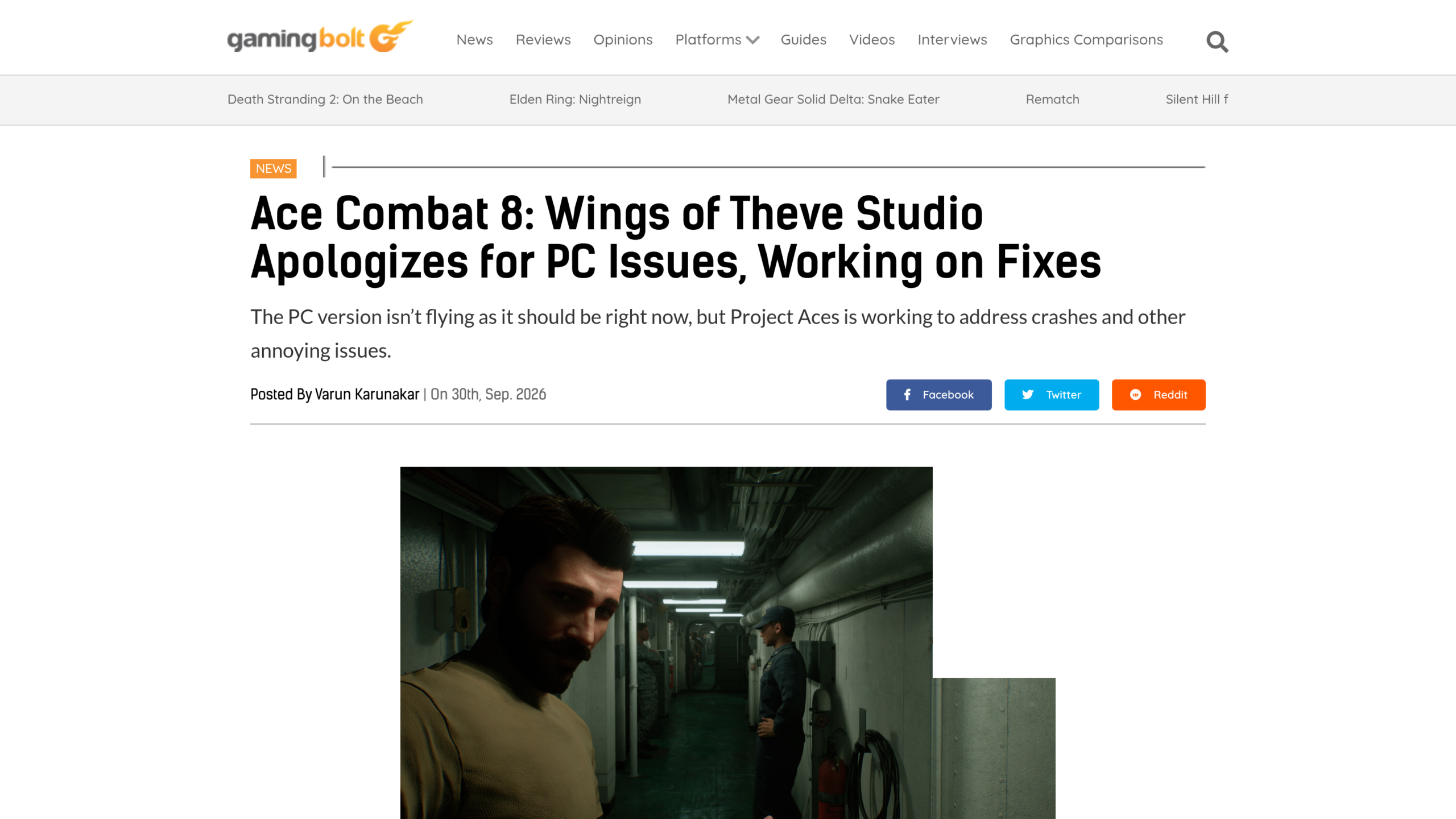 Article de GamingBolt du 30 septembre 2026 sur les excuses du studio pour les problèmes de la version PC