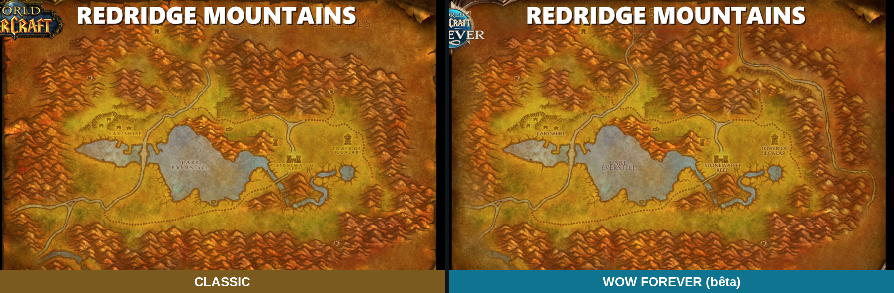Deux cartes des Carmines côte à côte, la version Forever plus large sur le côté est