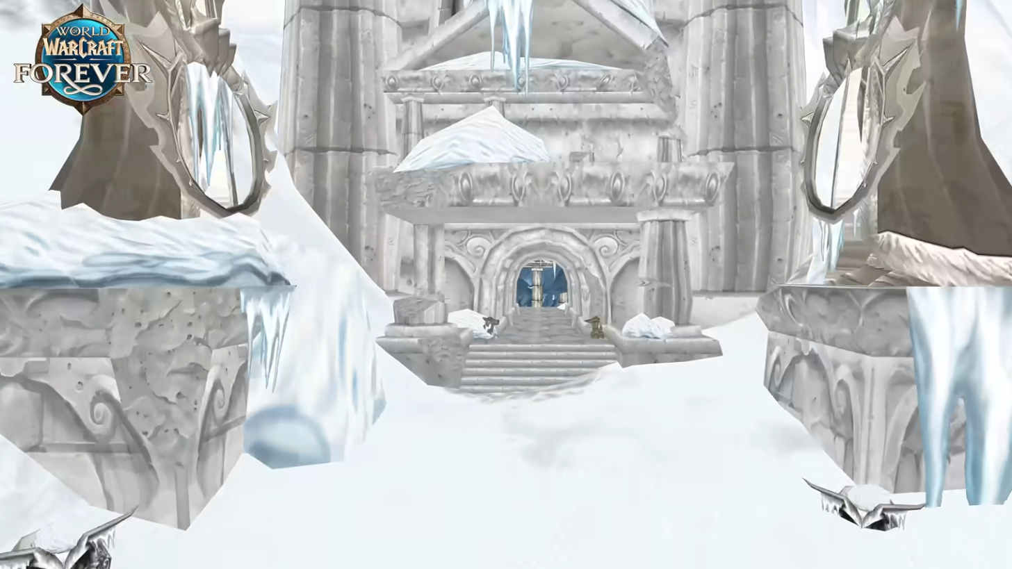 Une porte géante enneigée au flanc d'une montagne de Berceau-de-l'Hiver