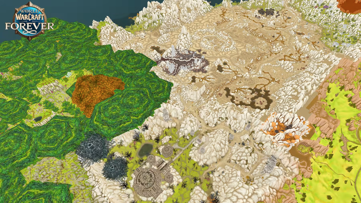 Vue aérienne du sud de Désolace avec des constructions là où la zone était vide dans Classic