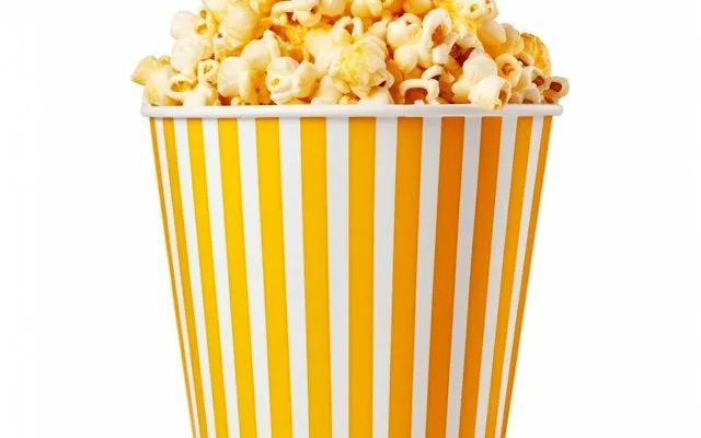 Pot de pop-corn rayé jaune et blanc